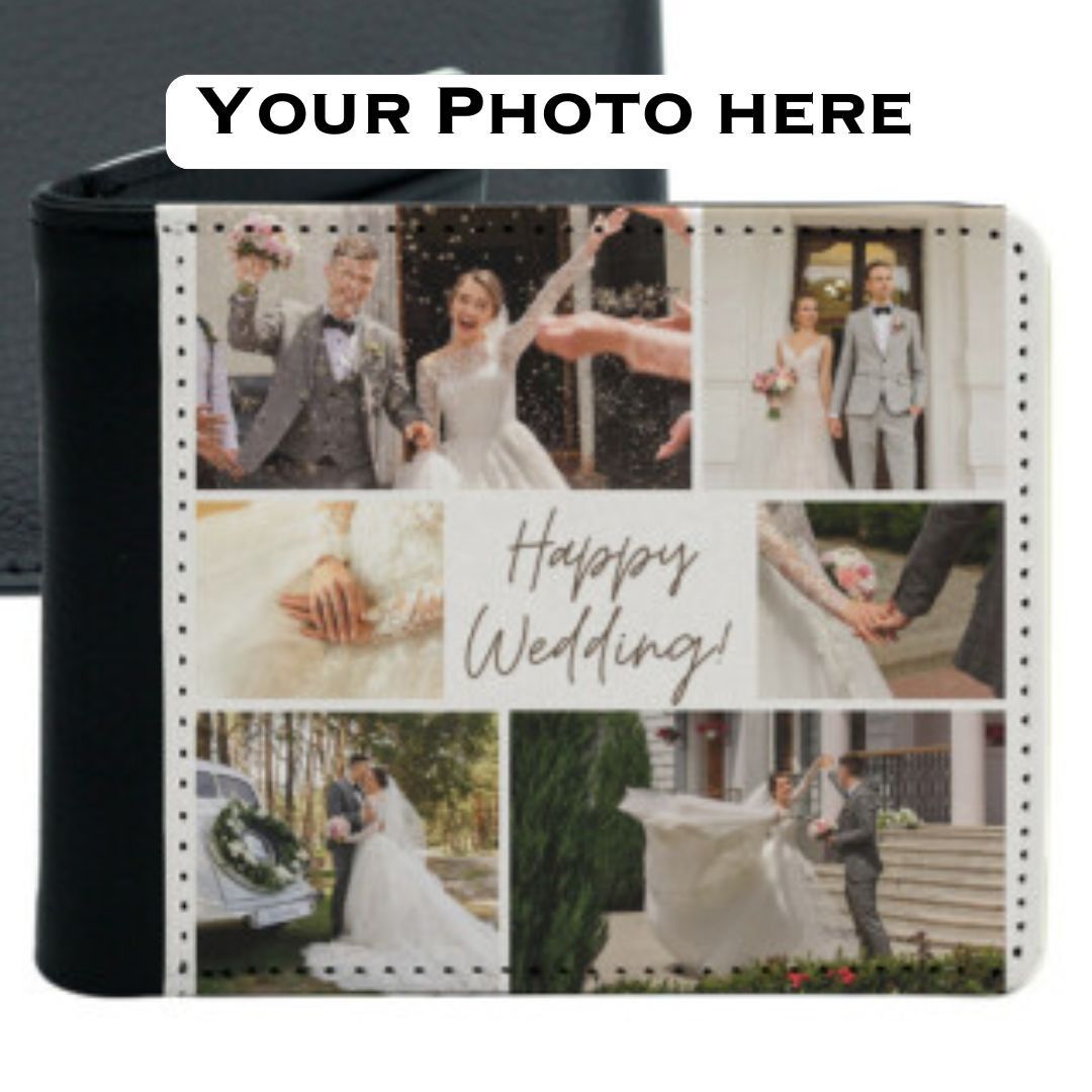The Unbranded Brand Custom WEDDING PHOTO Bi-Fold Wallet Gift Personalized Size ONE SIZE - 4 Thumbnail