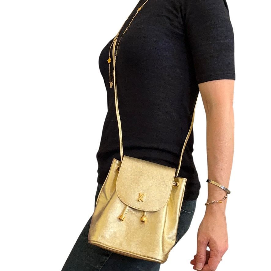 Paloma Picasso × Vintage Paloma Picasso Gold Italian Leather Drawstring Bucket Bag Size ONE SIZE - 2 Thumbnail
