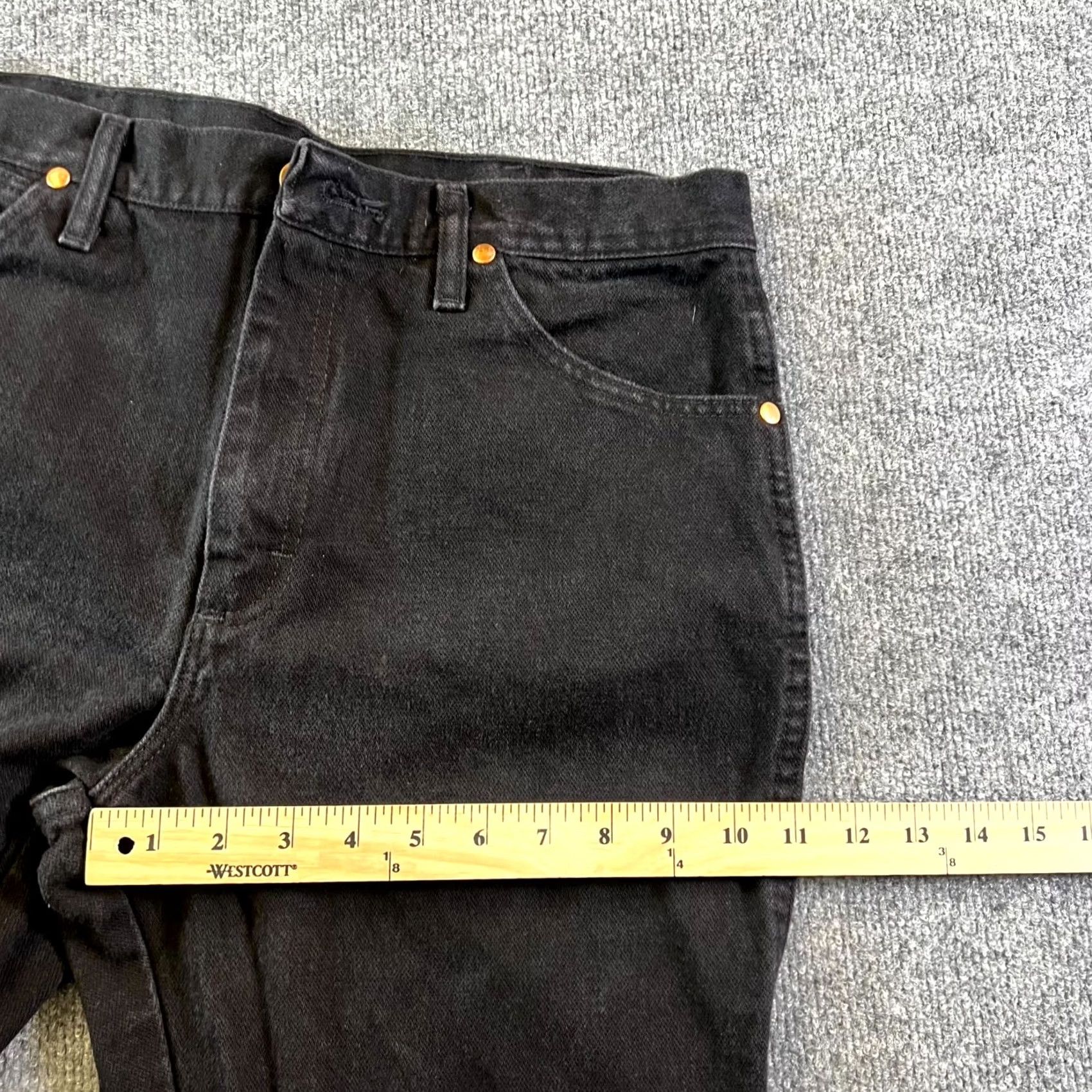 Wrangler Wrangler Cowboy Bootcut Jeans Mens 34x30 Black Denim 100% Cotton Slim Fit 5-Pocket Design Denim Jeans Size US 34 / EU 50 - 5 Thumbnail