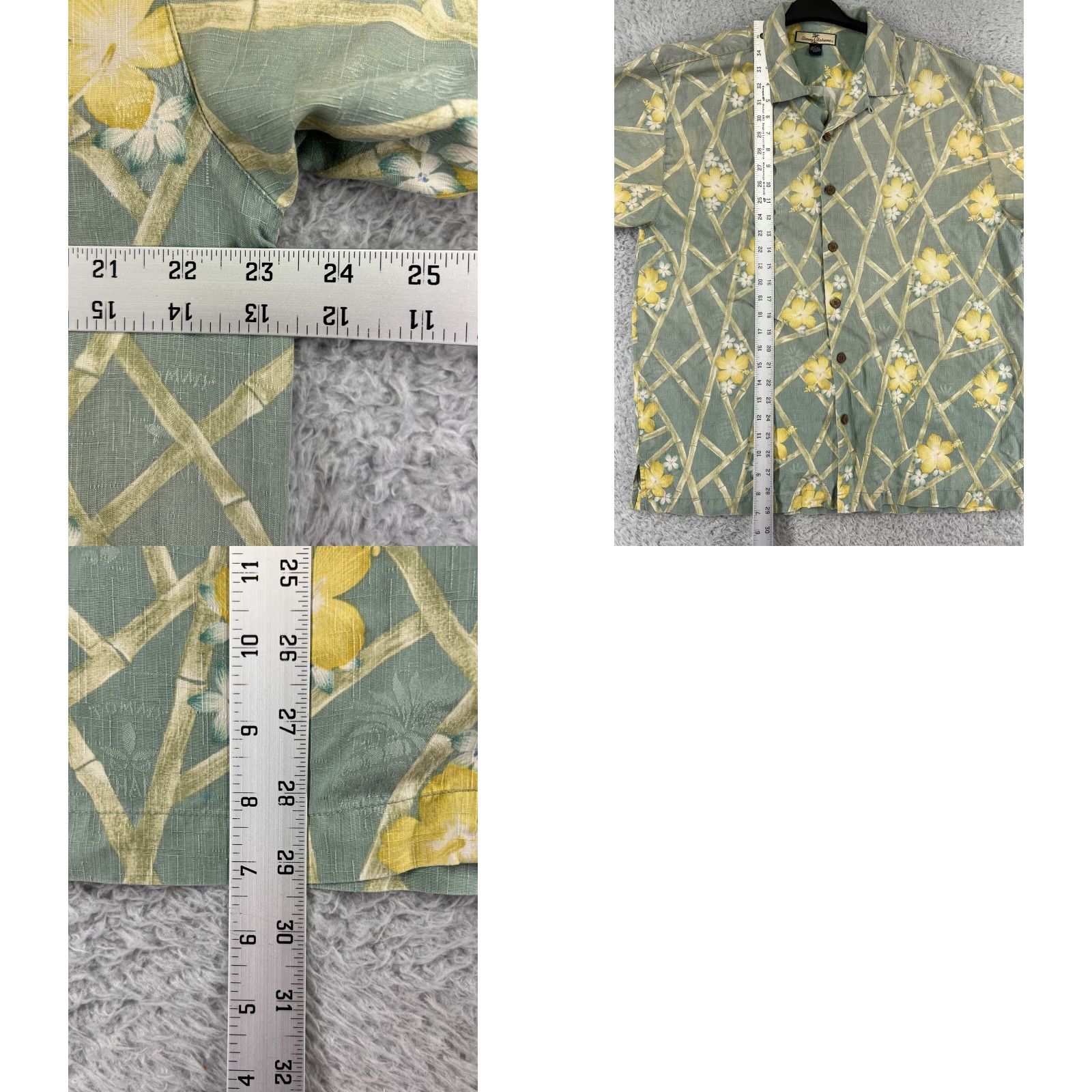 Tommy Bahama Tommy Bahama Shirt Mens Large Green Bamboo Floral Hibiscus Pineapple Hawaiian Size US L / EU 52-54 / 3 - 9 Thumbnail