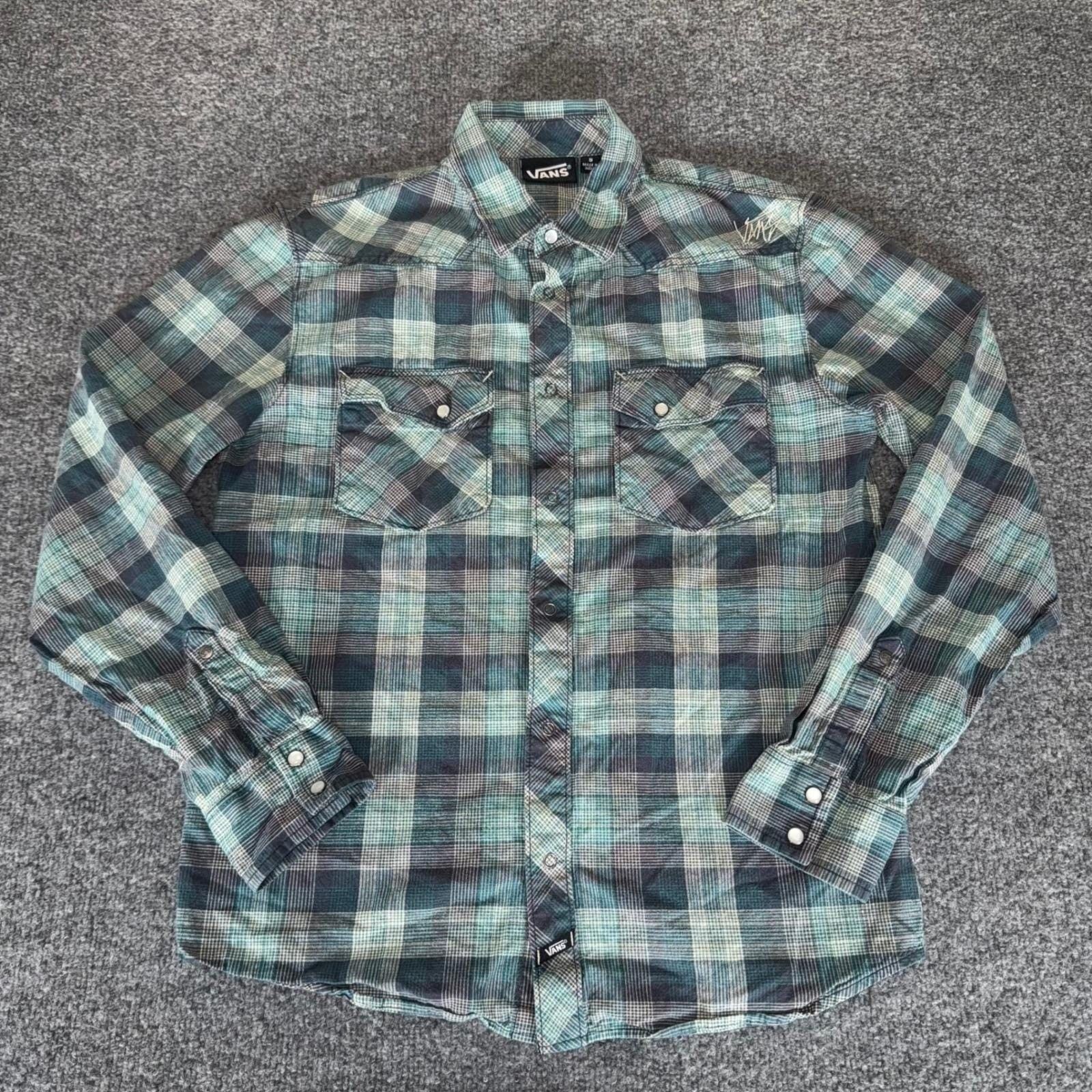 Vans Vans Mens Small Green Plaid Flannel Snap Front Shirt LS Size US S / EU 44-46 / 1 - 1 Thumbnail