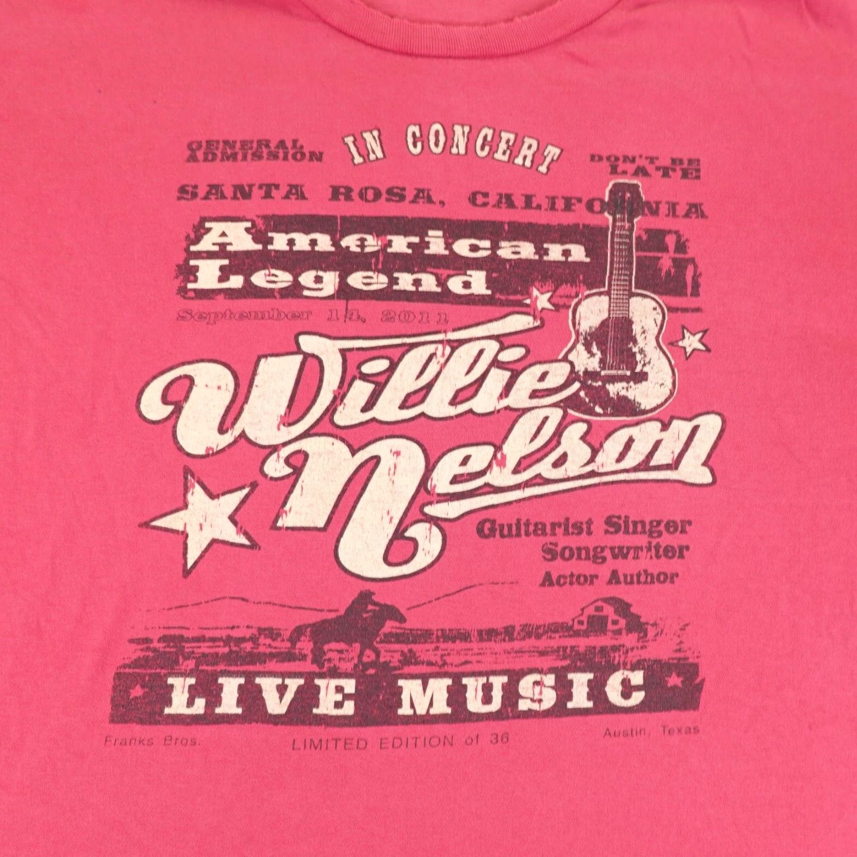 Anvil VINTAGE Willie Nelson Shirt Mens XL Red Graphic Print Country Concert 2011 Santa Rosa Tall Tee Size US XL / EU 56 / 4 - 2 Thumbnail