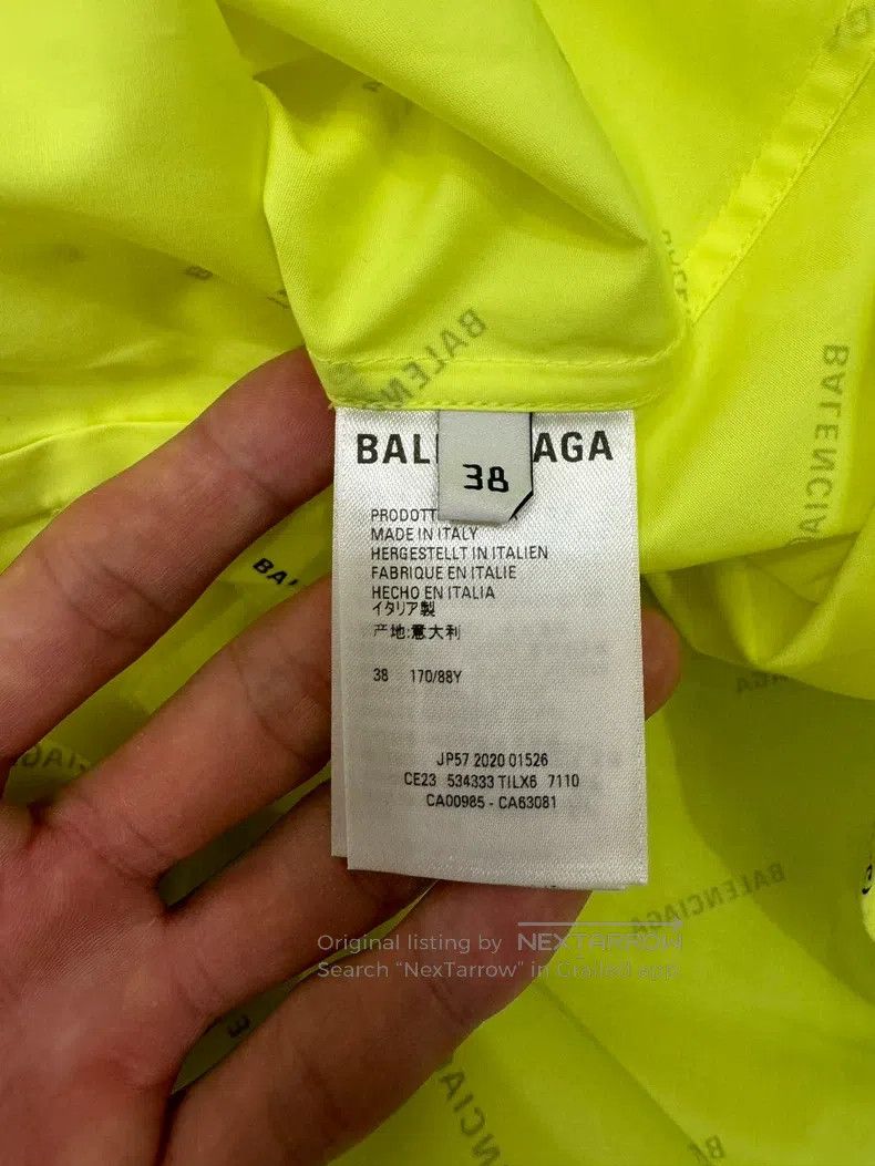 Balenciaga Balenciaga All-over logo fluorescent green long-sleeve shi Size XS / US 0-2 / IT 36-38 - 4 Thumbnail