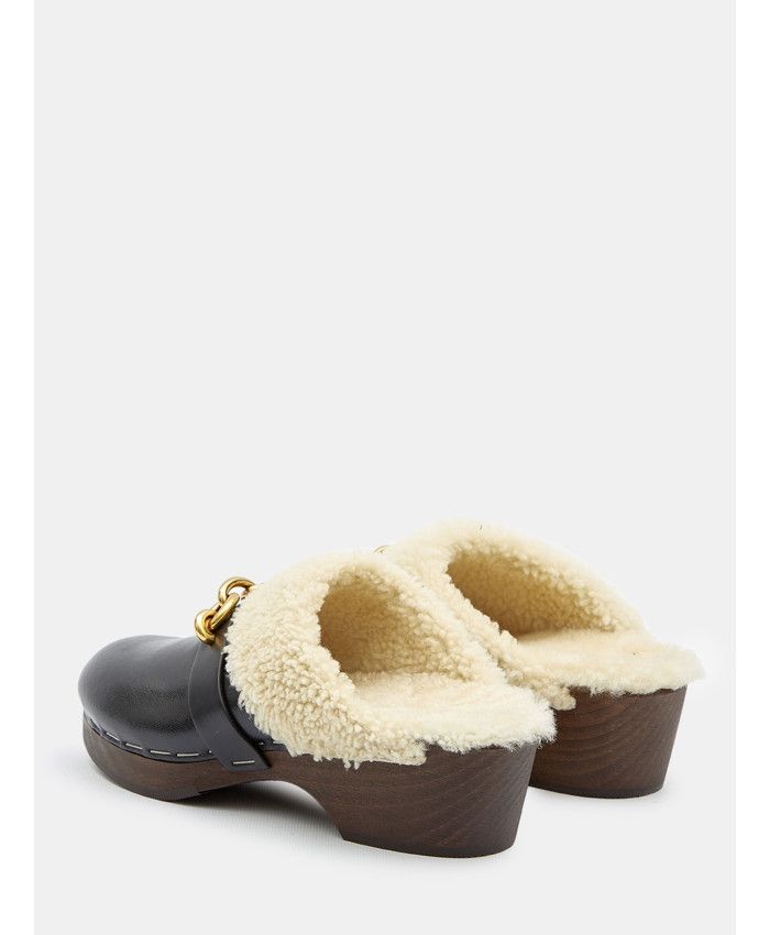 Saint Laurent Paris o1s1wg110924 Le Maillon Clogs Leather Shearling Multicolor Size US 12 / IT 42 - 4 Thumbnail