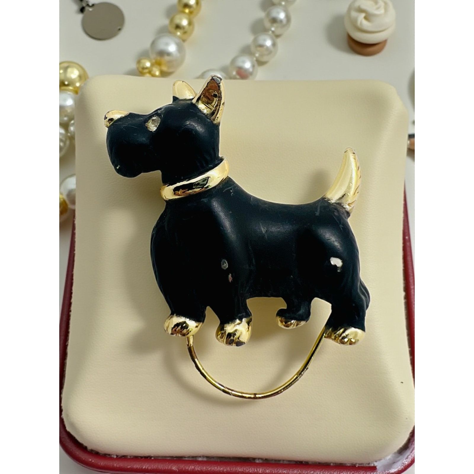 Other Vintage Scottie Dog Brooch Black Enamel-Gold Tone-MCM Size ONE SIZE - 1 Thumbnail