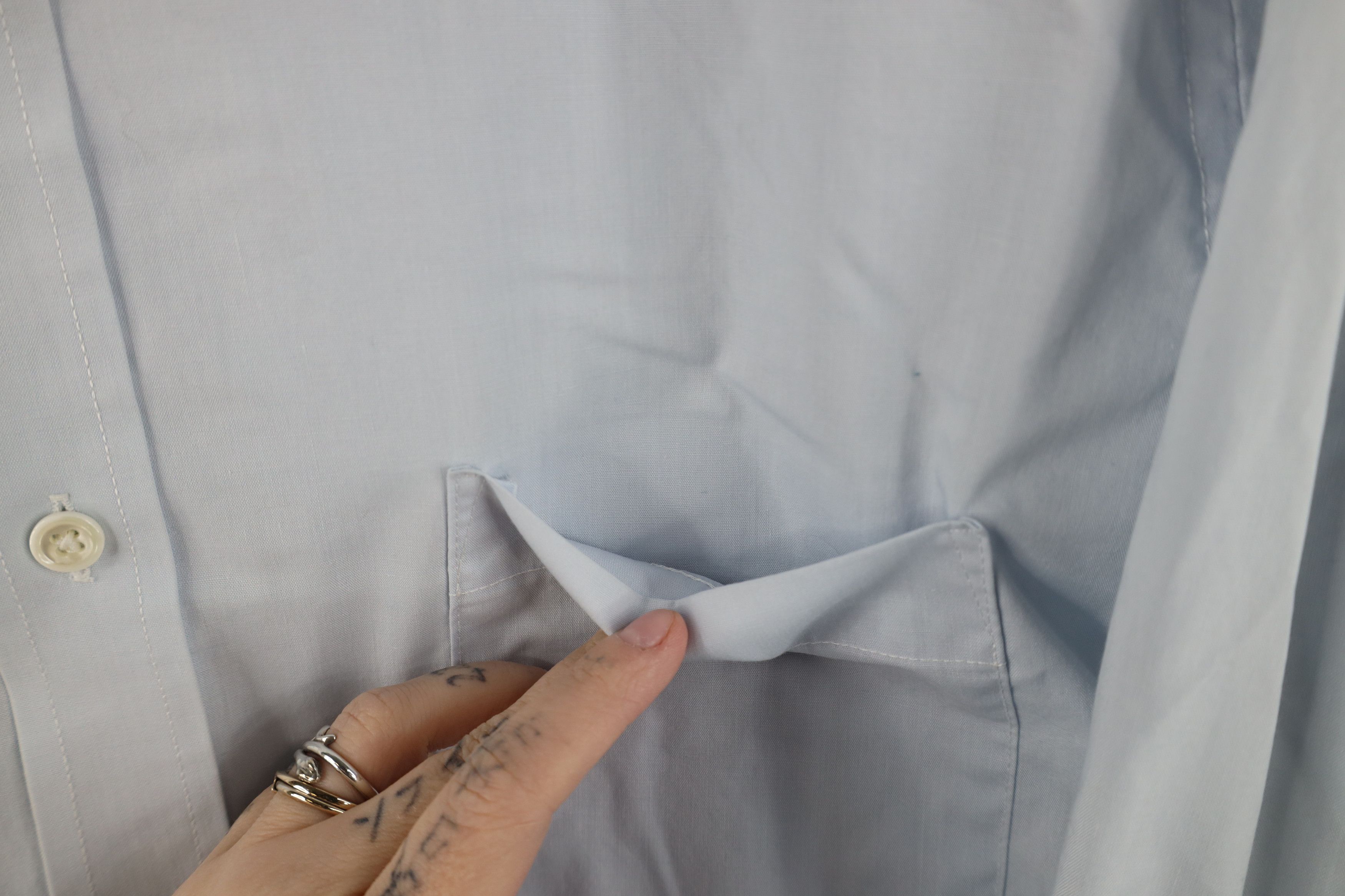 Vintage Vintage 90s Streetwear Fitted Button Shirt Blue USA Size US M / EU 48-50 / 2 - 7 Thumbnail