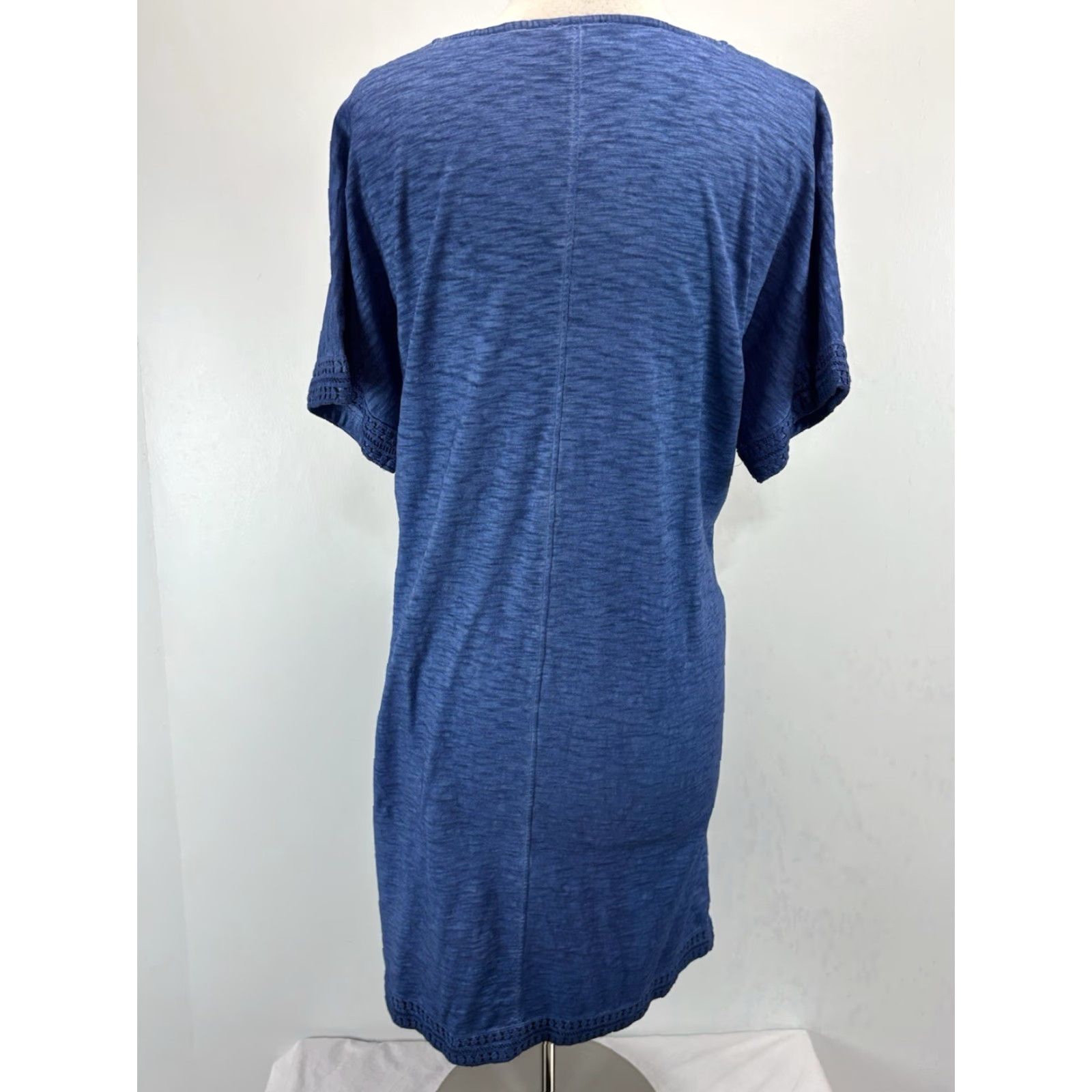 Vintage Chicos Tshirt Shift Dress Women’s Large Blue 100% Cotton Beach Casual Knee Length V-Neck Pullover Size L / US 10 / IT 46 - 3 Thumbnail