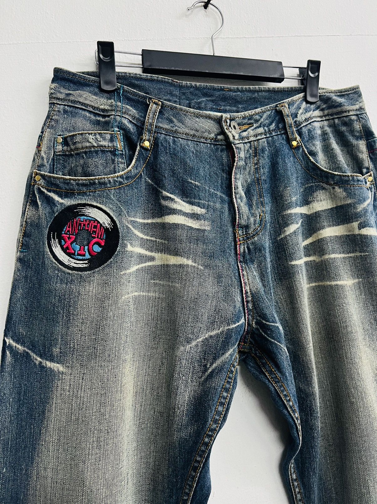 Japanese Brand XANTHOUS Mudwash Flame Baggy Denim Size US 33 - 7 Thumbnail