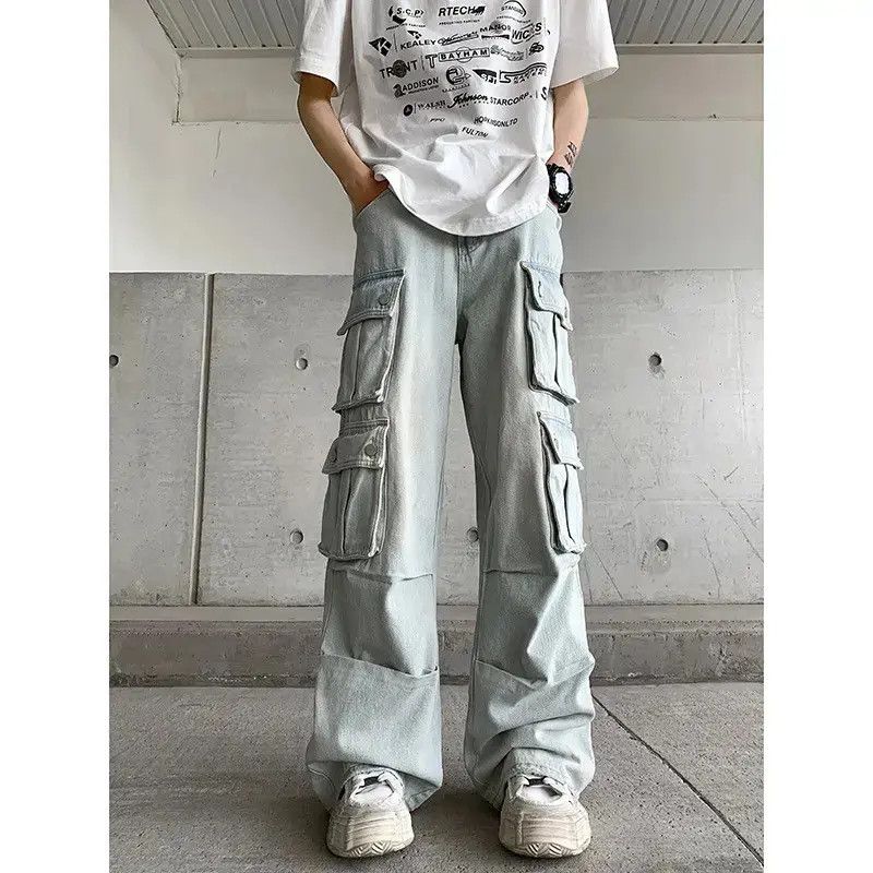 Japanese Brand Retro loose wide leg casual pocket jeans Size US 32 / EU 48 - 6 Thumbnail