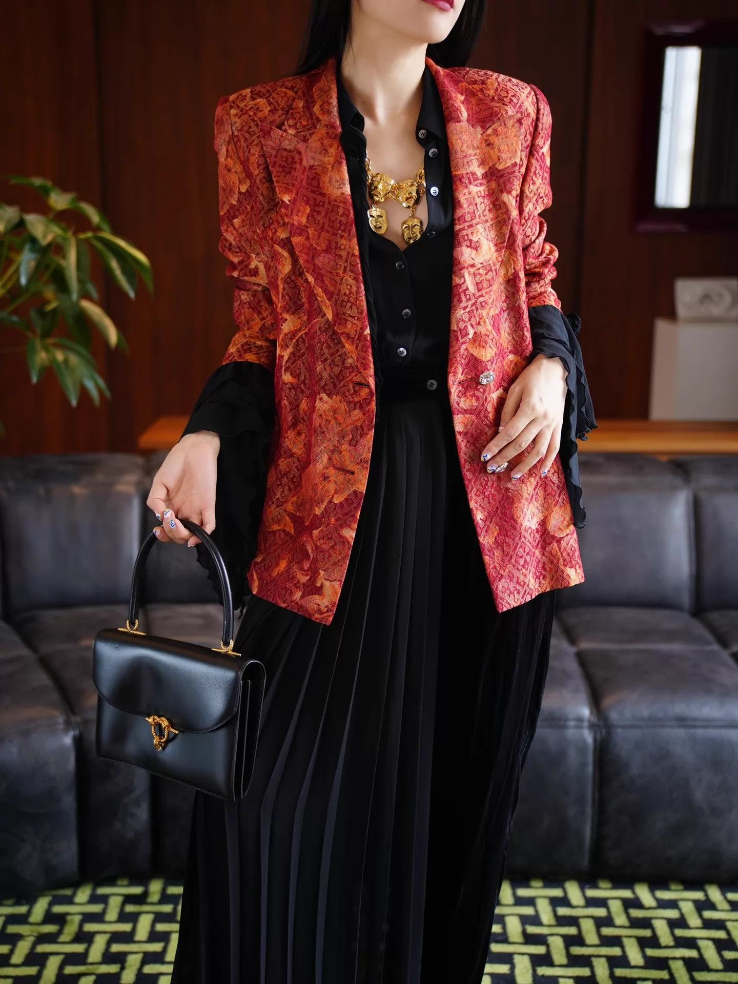 Escada Escada Vintage Burnout Silk Wool Broc Gem Blazer Size M / US 6-8 / IT 42-44 - 8 Thumbnail