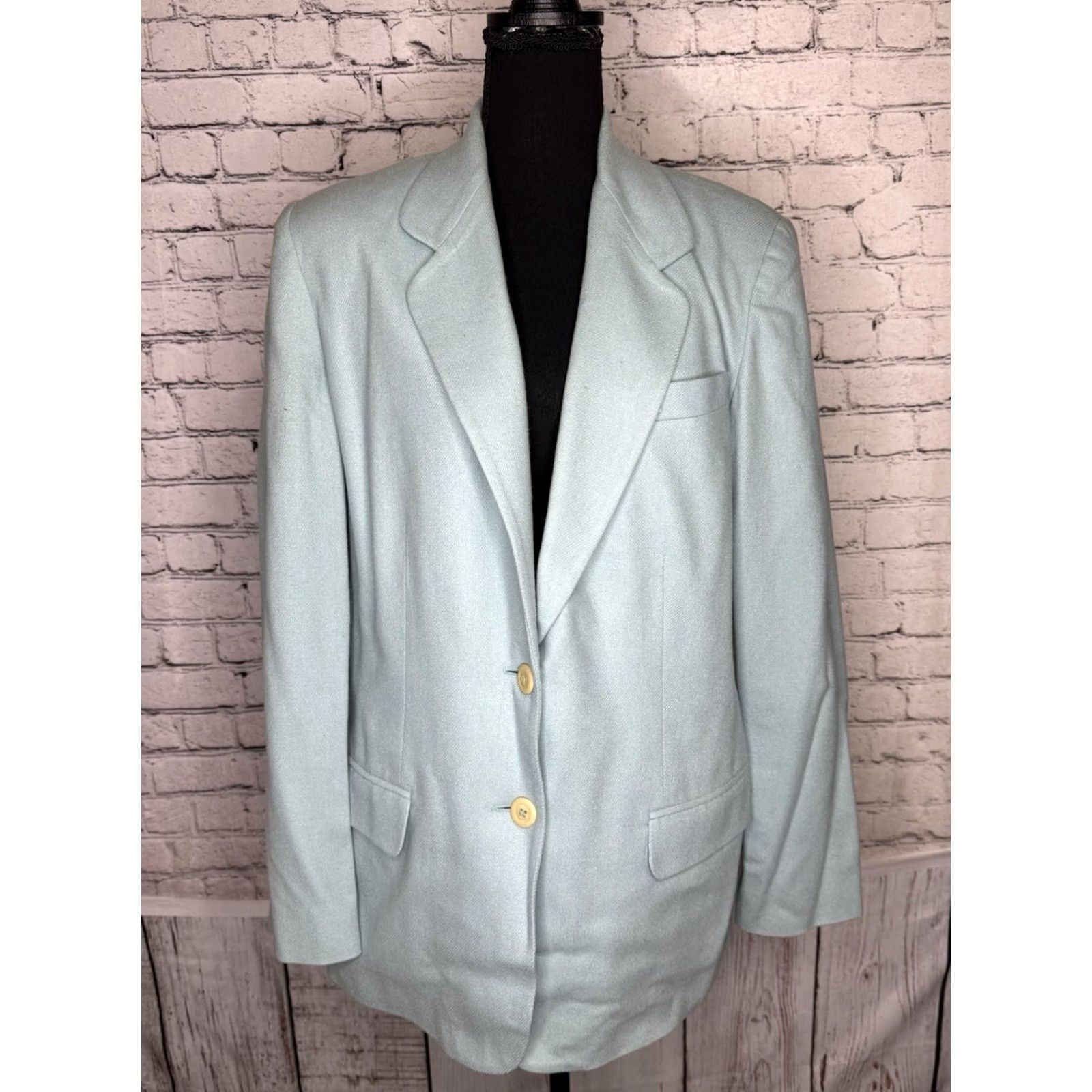Worthington VINTAGE Worthington Blazer Shirt? 12 Tall Aquamarine Blue Women Long Sleeve Two Button Front Blazer Womens 12 Tall Size XL / US 12-14 / IT 48-50 - 4 Thumbnail