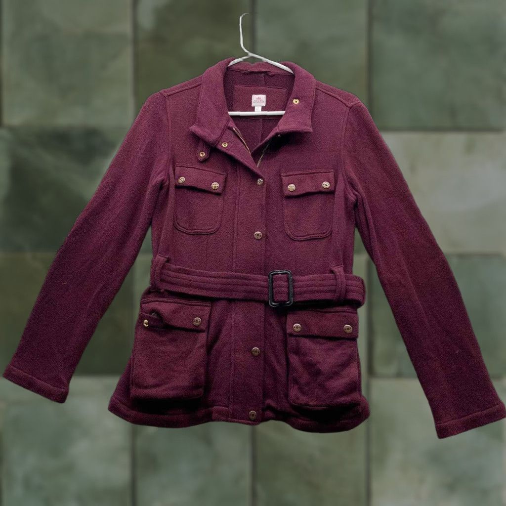 Peter Millar Peter Millar Wool Peacoat Womens Small S Full Zip Snap Belted Elbow Pad Golf Jacket Size S / US 4 / IT 40 - 1 Thumbnail