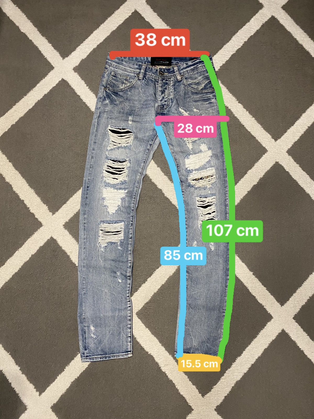 Designer × Vintage Men’s distressed Slim Fit Denim Pants Trousers Drill Size US 28 / EU 44 - 18 Thumbnail