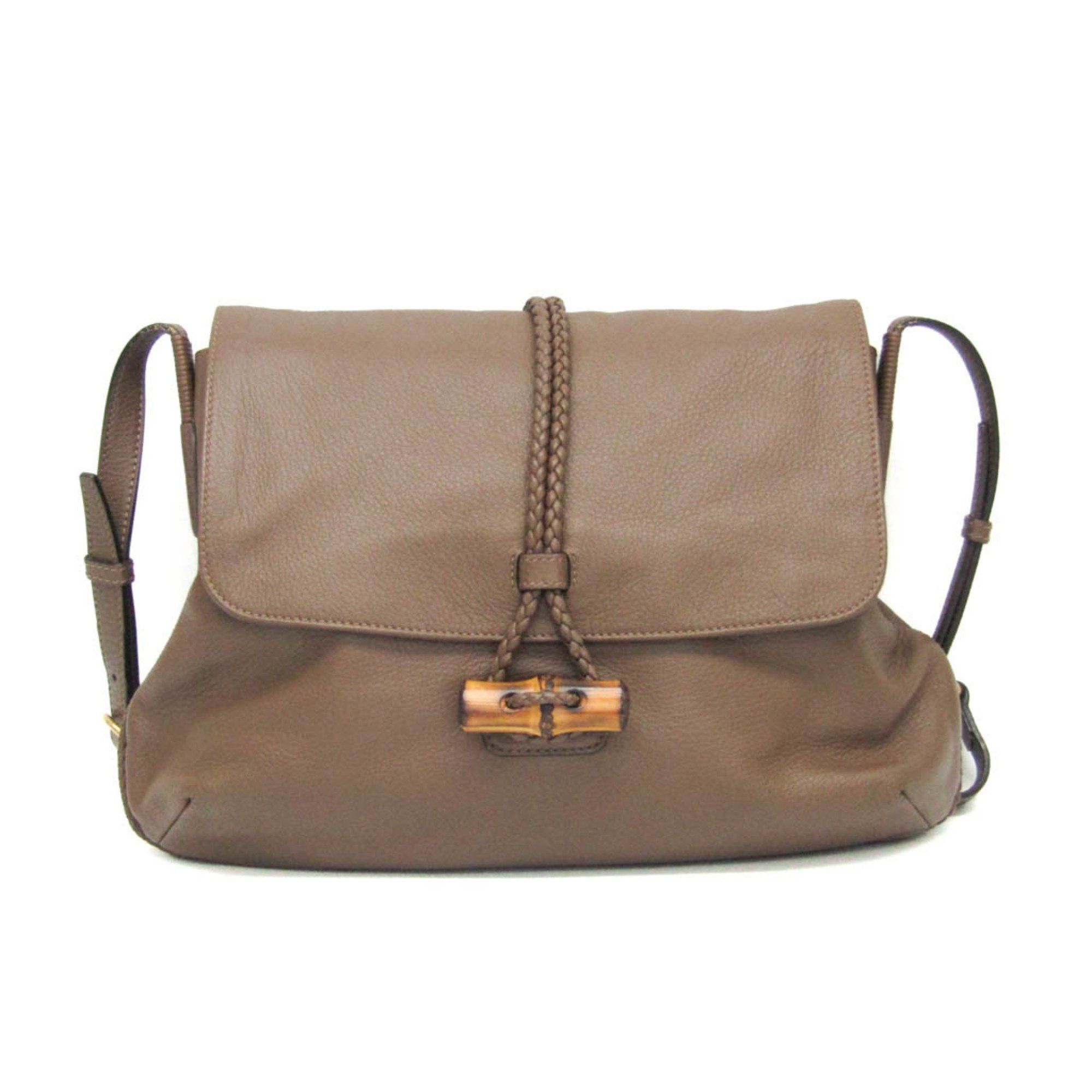 Gucci Gucci Bamboo 338985 Women's Leather Shoulder Bag Khaki Brown Size ONE SIZE - 1 Thumbnail