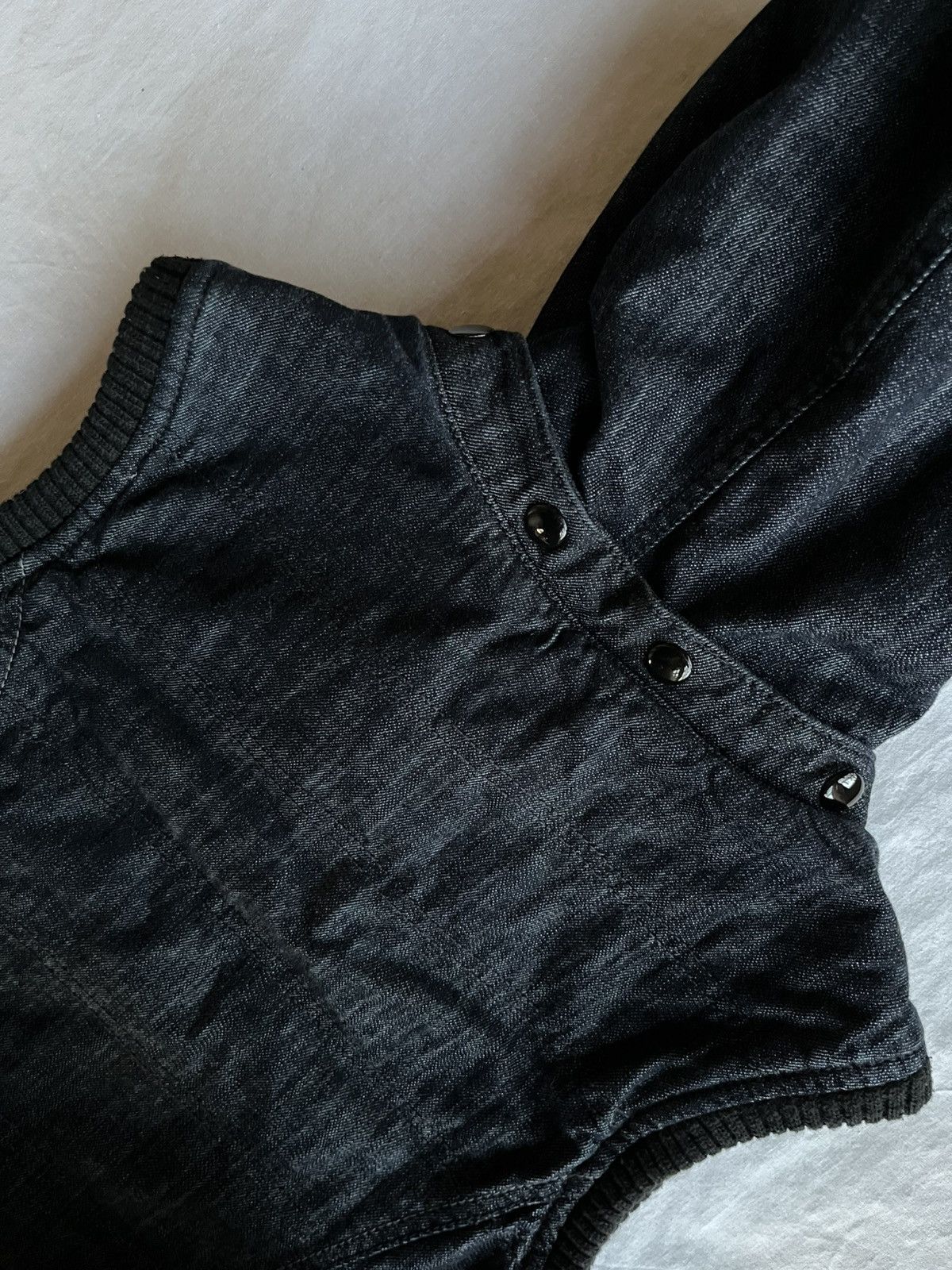 Diesel FITT Vintage Black Denim Hooded Vest Y2K Street Goth Core Size US XS / EU 42 / 0 - 7 Thumbnail