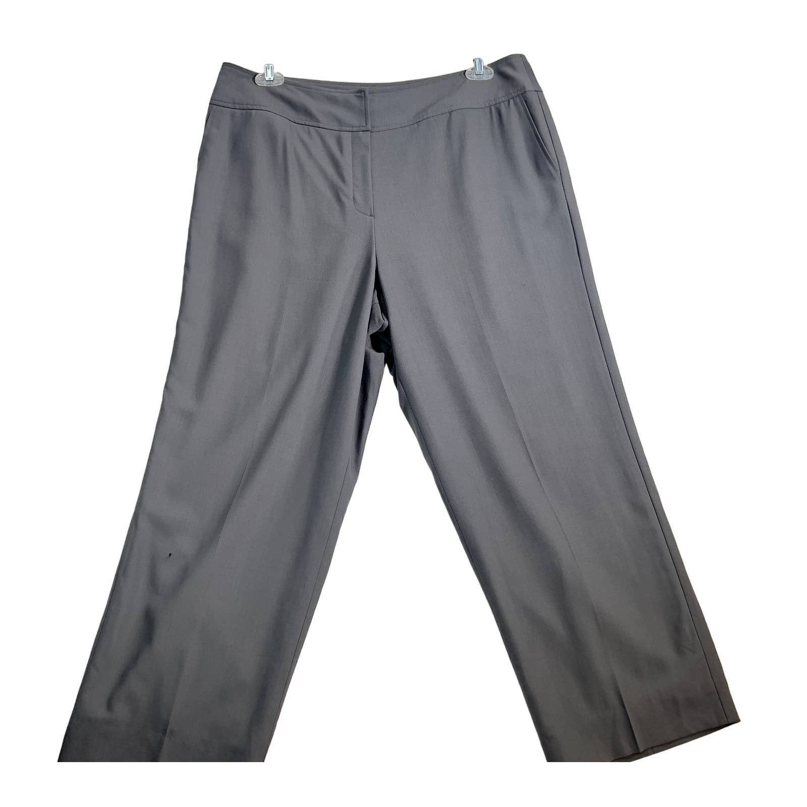 Robert Talbott Talbots Pull On Pants Woman 16 Italian Wool Grey Pockets Size 37" - 1 Thumbnail