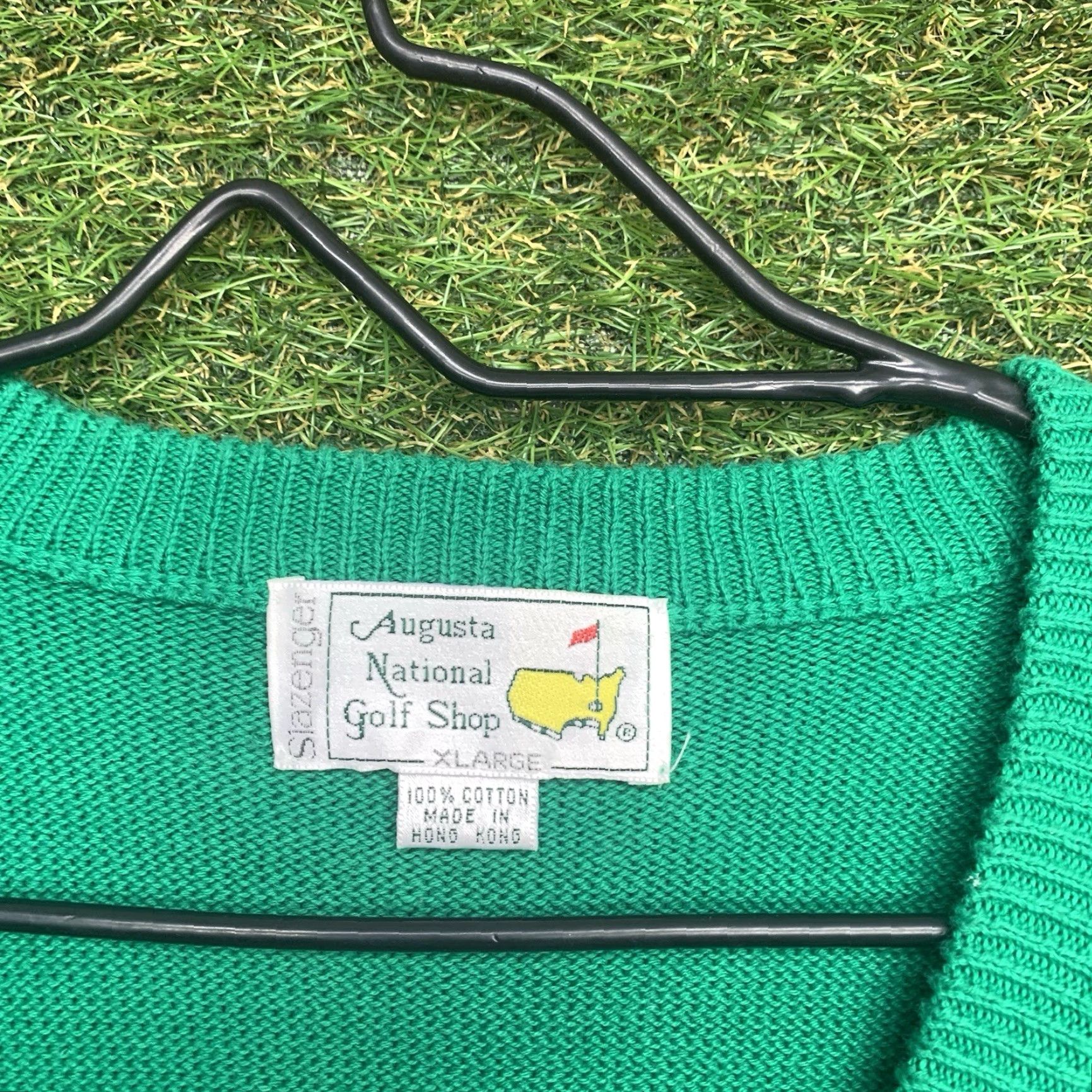 Vintage VINTAGE Slazenger Masters Golf Sweater Mens XL V-Neck Green Embroidered Logo Retro Hulking Pullover Size US XL / EU 56 / 4 - 4 Thumbnail