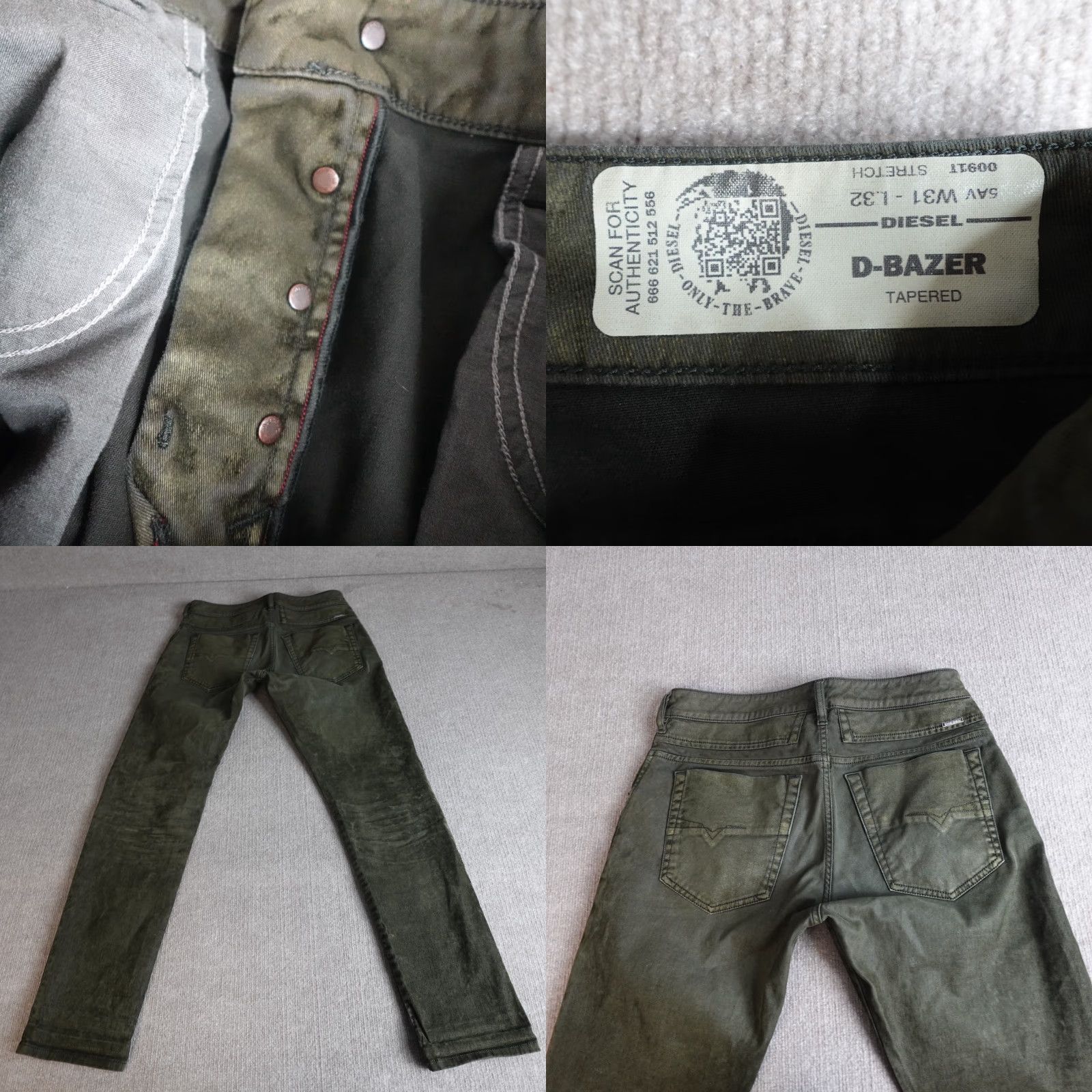 Diesel Diesel Jeans 30 Regular Green D-Bazer Slim Tapered Denim 31/32 Inseam Belt Loops Mens Size US 30 / EU 46 - 9 Thumbnail