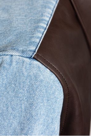 Dries Van Noten o1s22i1n1124 Denim Leather Shirt in Blue & Brown Size US L / EU 52-54 / 3 - 5 Thumbnail