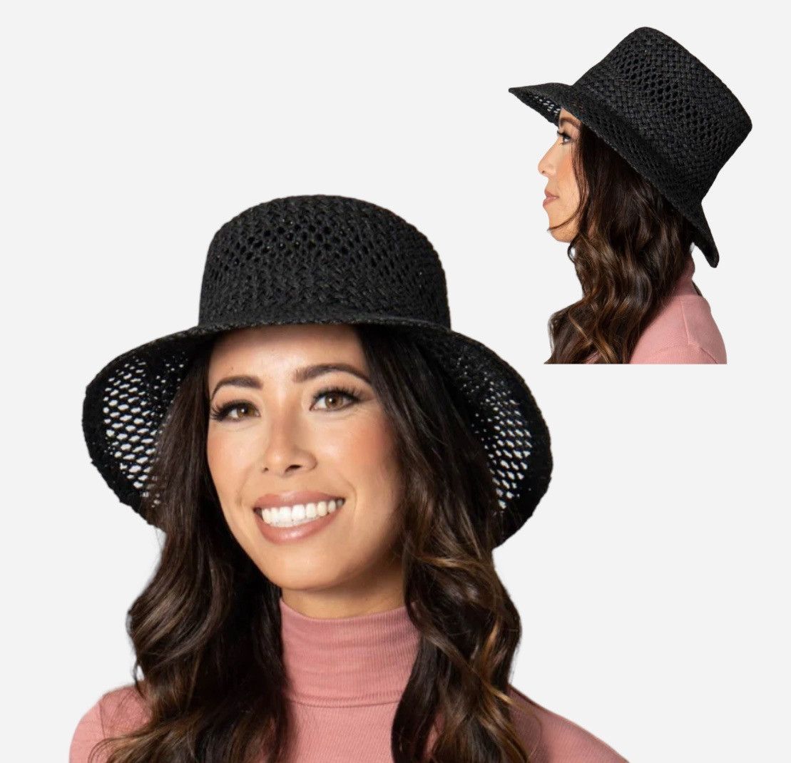 Other San Diego Hat Company Women’s Open Weave Black Bucket Hat Size ONE SIZE - 7 Thumbnail