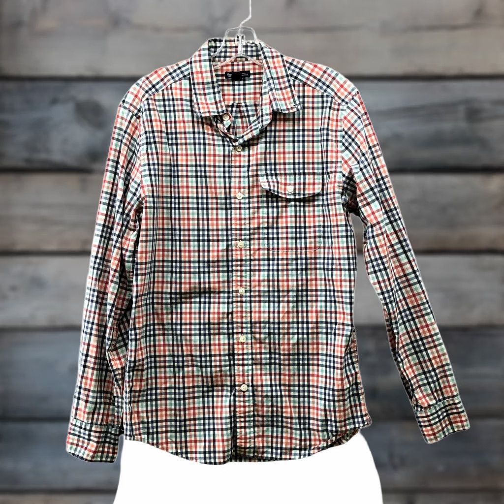 Gap Gap Slim Fit Button Up Shirt Mens M Multicolor Plaid Long Sleeve Flap Pocket Size US M / EU 48-50 / 2 - 1 Thumbnail