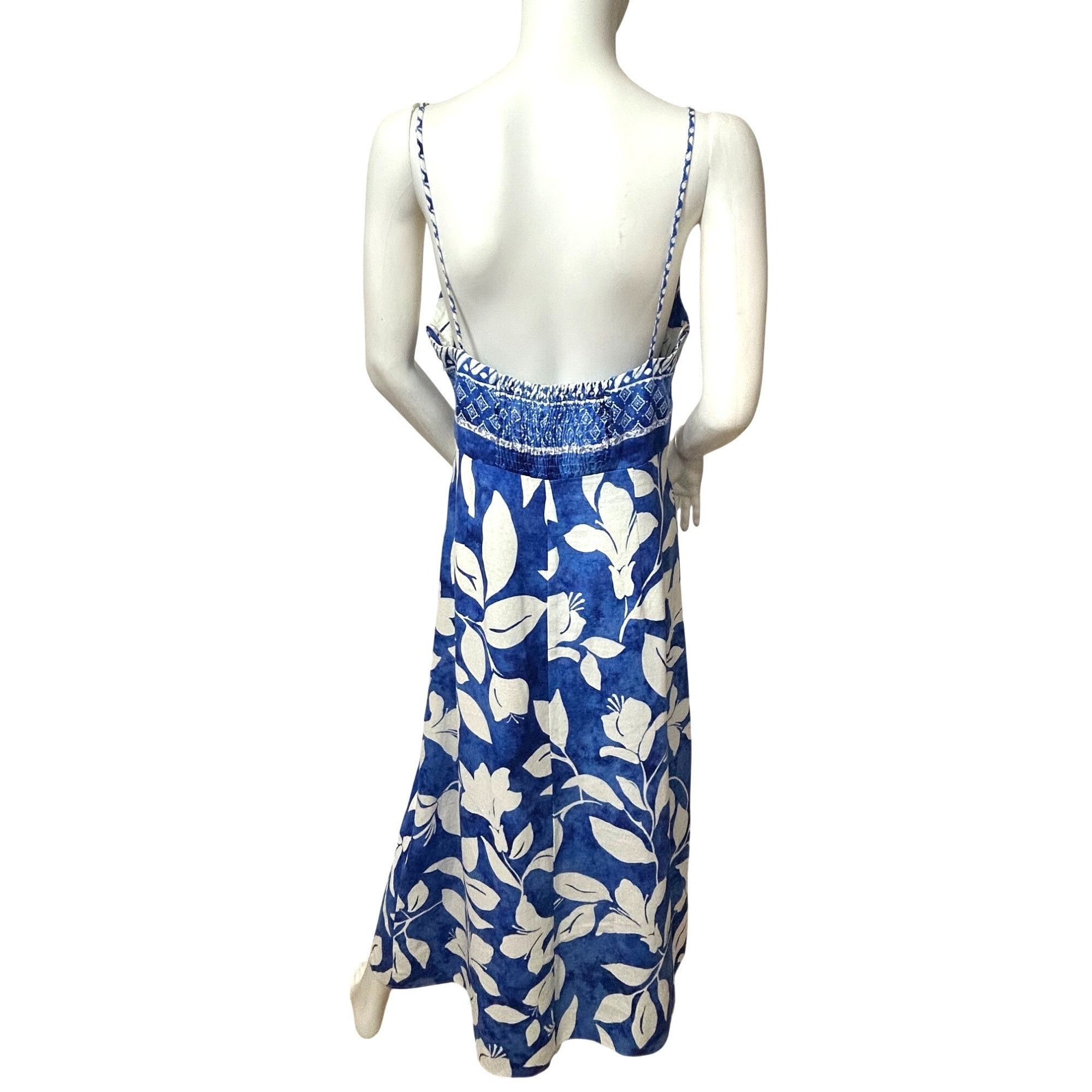 Zara Zara Women’s Sundress L Sleeveless Blue White Floral Geomet Size L / US 10 / IT 46 - 3 Thumbnail