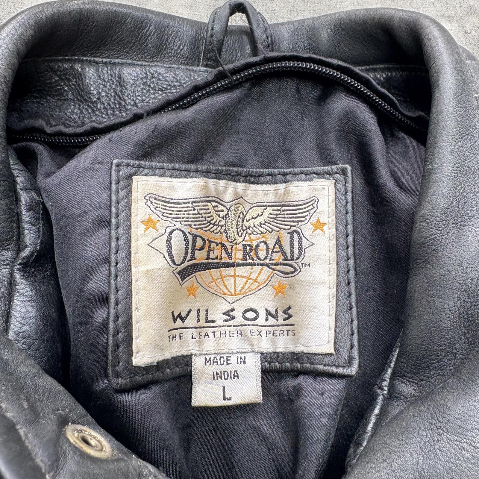 Wilsons Leather Vintage 80s 90s Wilsons Open Road Leather Motorcycle Jacket Size US L / EU 52-54 / 3 - 2 Thumbnail