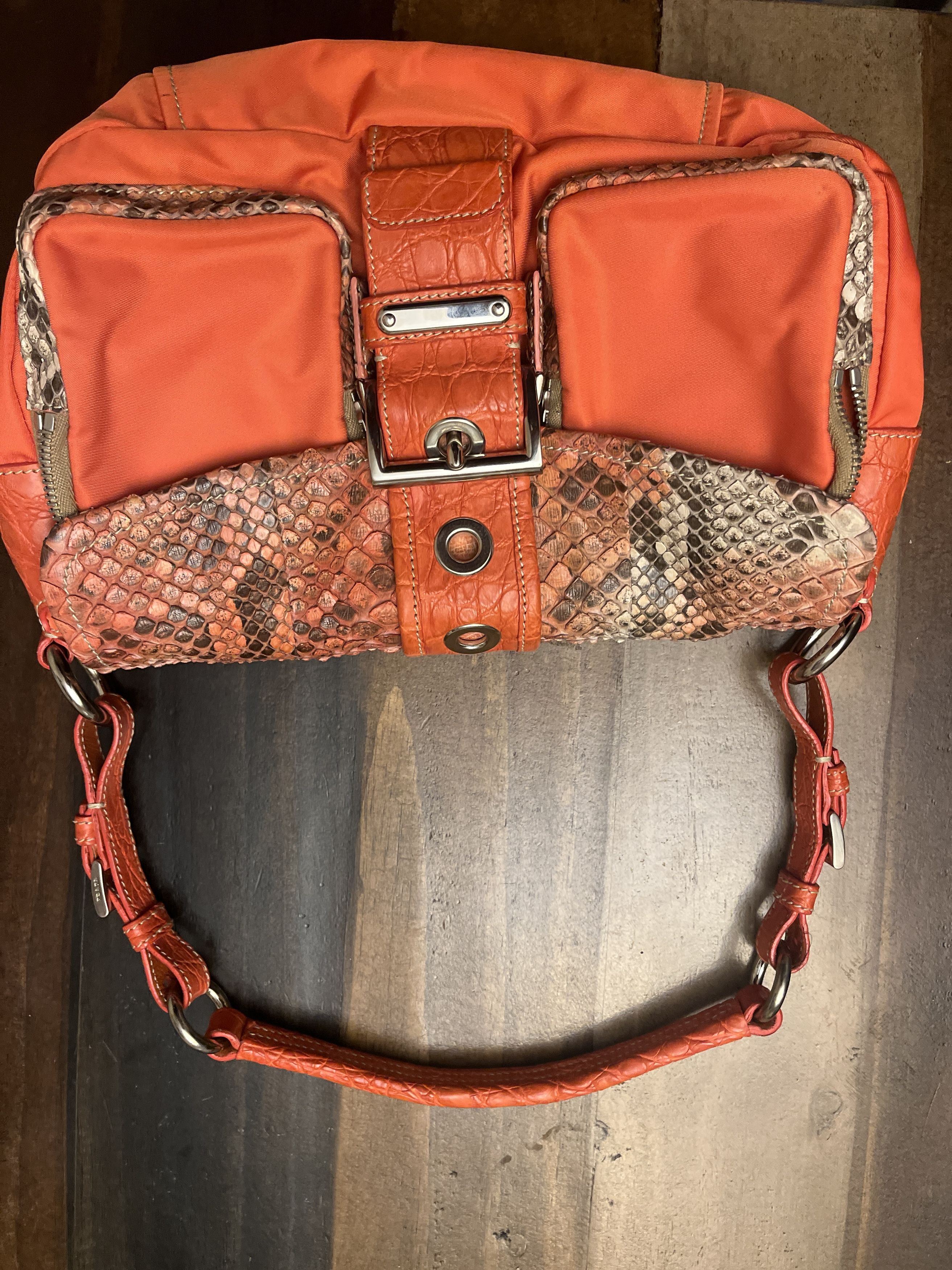image of Prada Orange Buckle Bag, Women's