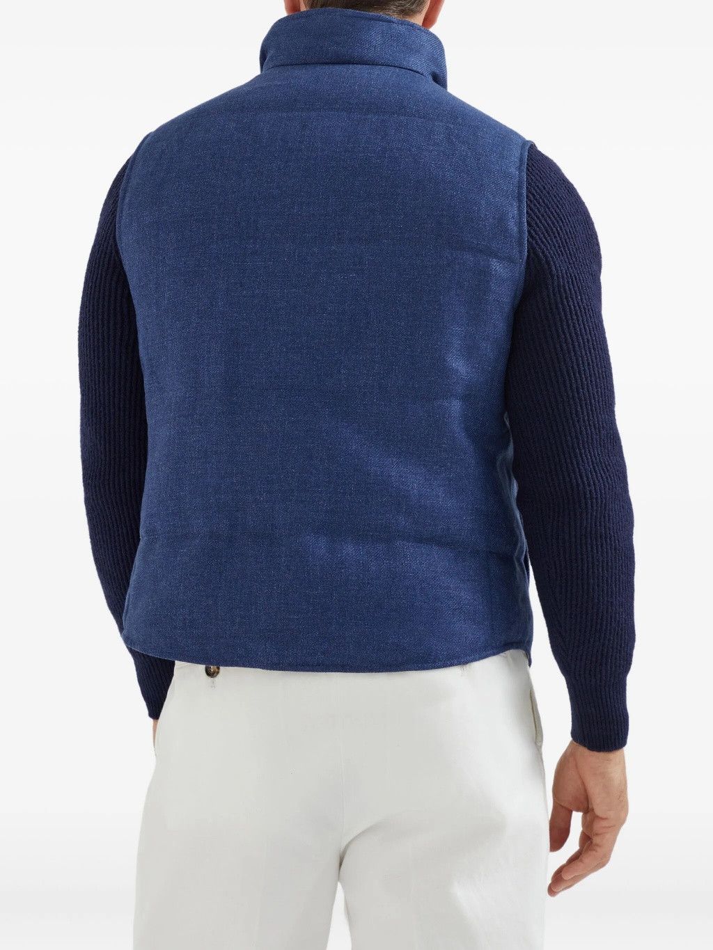 Brunello Cucinelli o1la1rc1a0326 Quilted Denim Vest in Blue Size US S / EU 44-46 / 1 - 4 Thumbnail