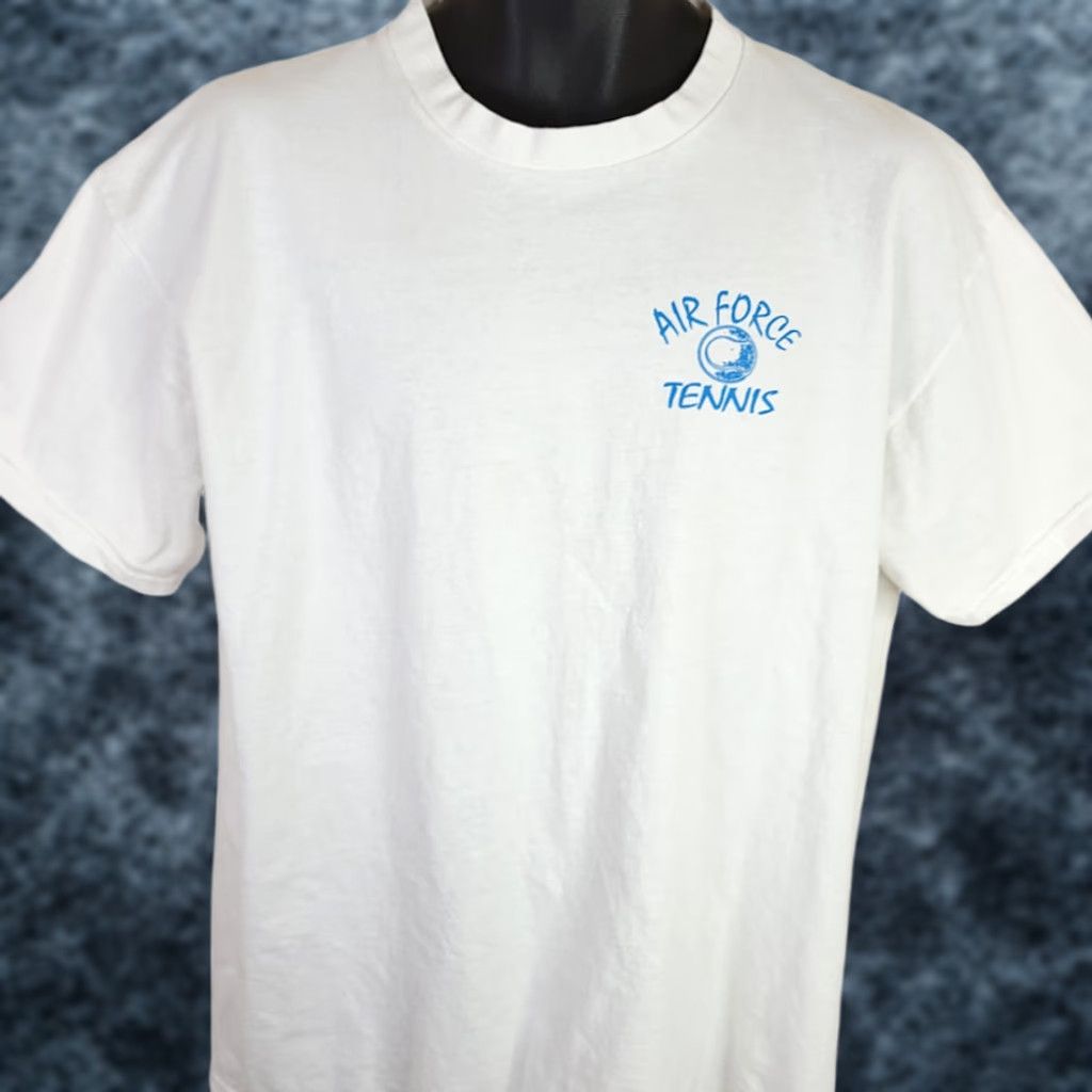 Lee VINTAGE Air Force Academy Tennis T Shirt Mens XL 90s White Cotton Lee Made In USA Golf? Size US XL / EU 56 / 4 - 1 Thumbnail