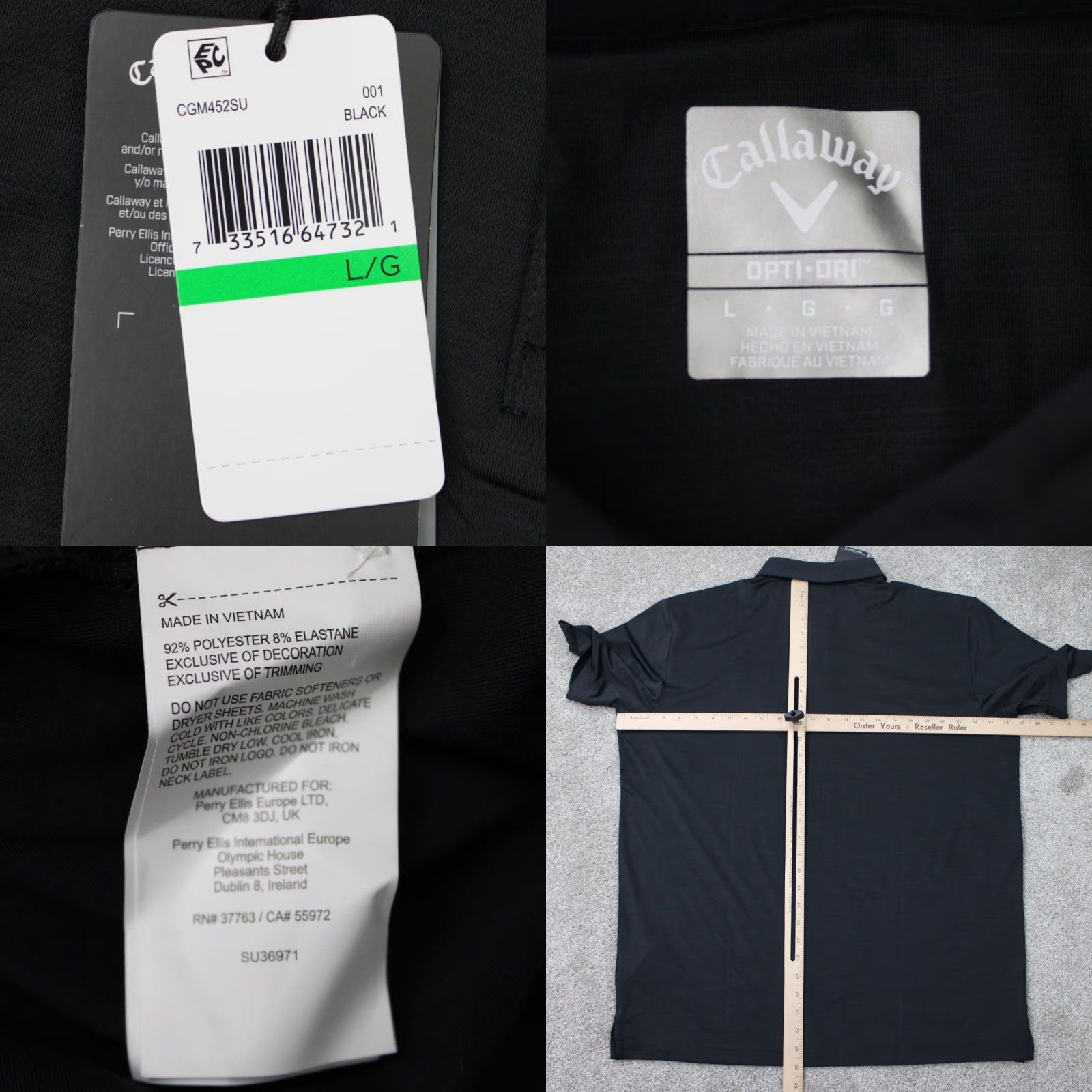 Callaway Callaway Opti-Dri Polo Shirt NWT Mens Large Black Golf S/S Stretch Logo Polo Size US L / EU 52-54 / 3 - 8 Thumbnail