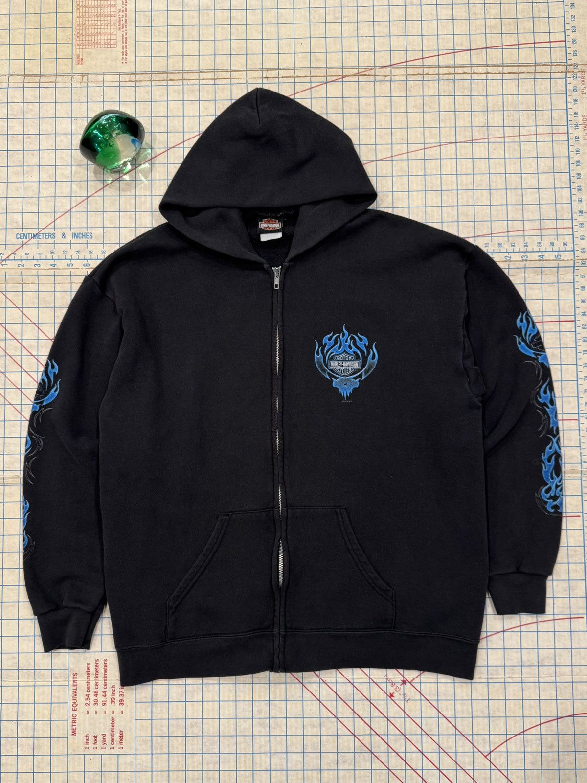 Harley Davidson Harley Davidson Blue Flames Full Zip Hoodie Honolulu Mens XL Size US XL / EU 56 / 4 - 5 Thumbnail