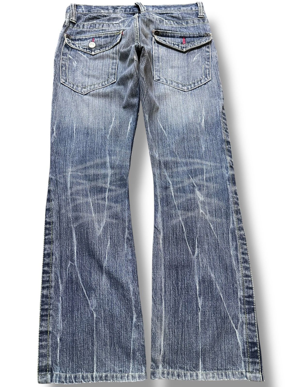 Hysteric Glamour Vintage Japanese Brand Flare Faded Spiral Leg Grunge Denim Size US 33 - 6 Thumbnail