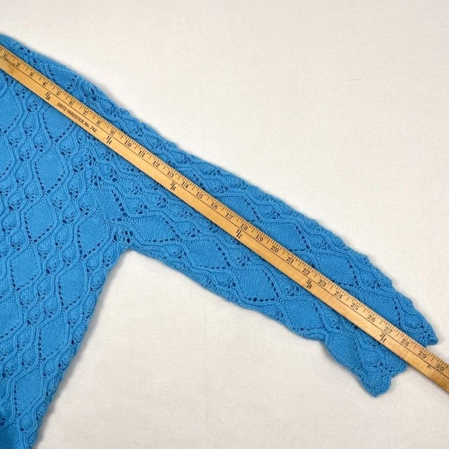 Vintage VINTAGE Wintuk Cardigan Sweater Womens XL Blue Pointelle Knit Scallop Acrylic Cardigan Women Regular Knit Sleeves Solid Pattern Size XL / US 12-14 / IT 48-50 - 5 Thumbnail