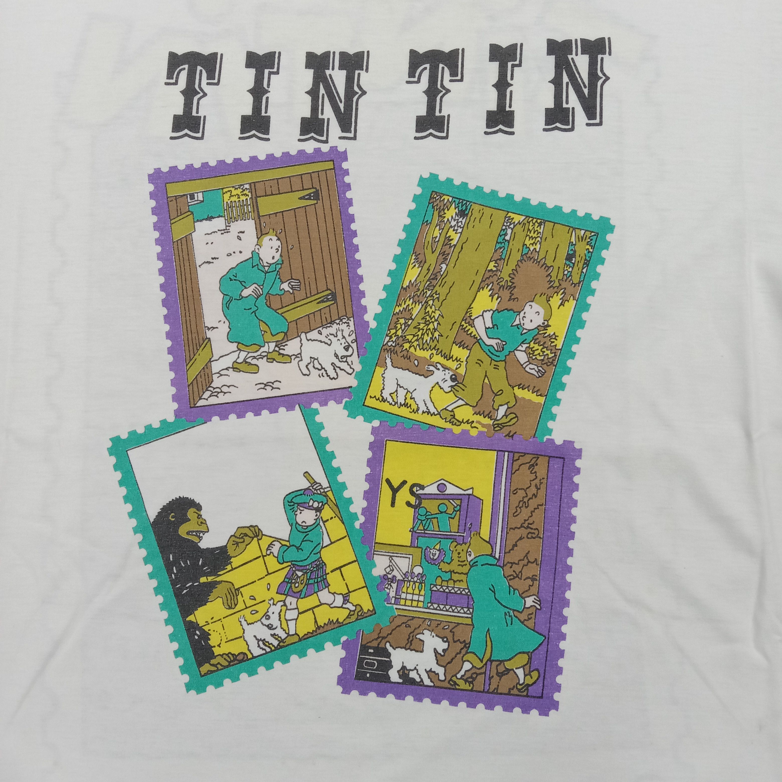 Vintage 90's Tintin American Cartoon Single Stitch Tshirt C294N75 Size US XL / EU 56 / 4 - 2 Thumbnail