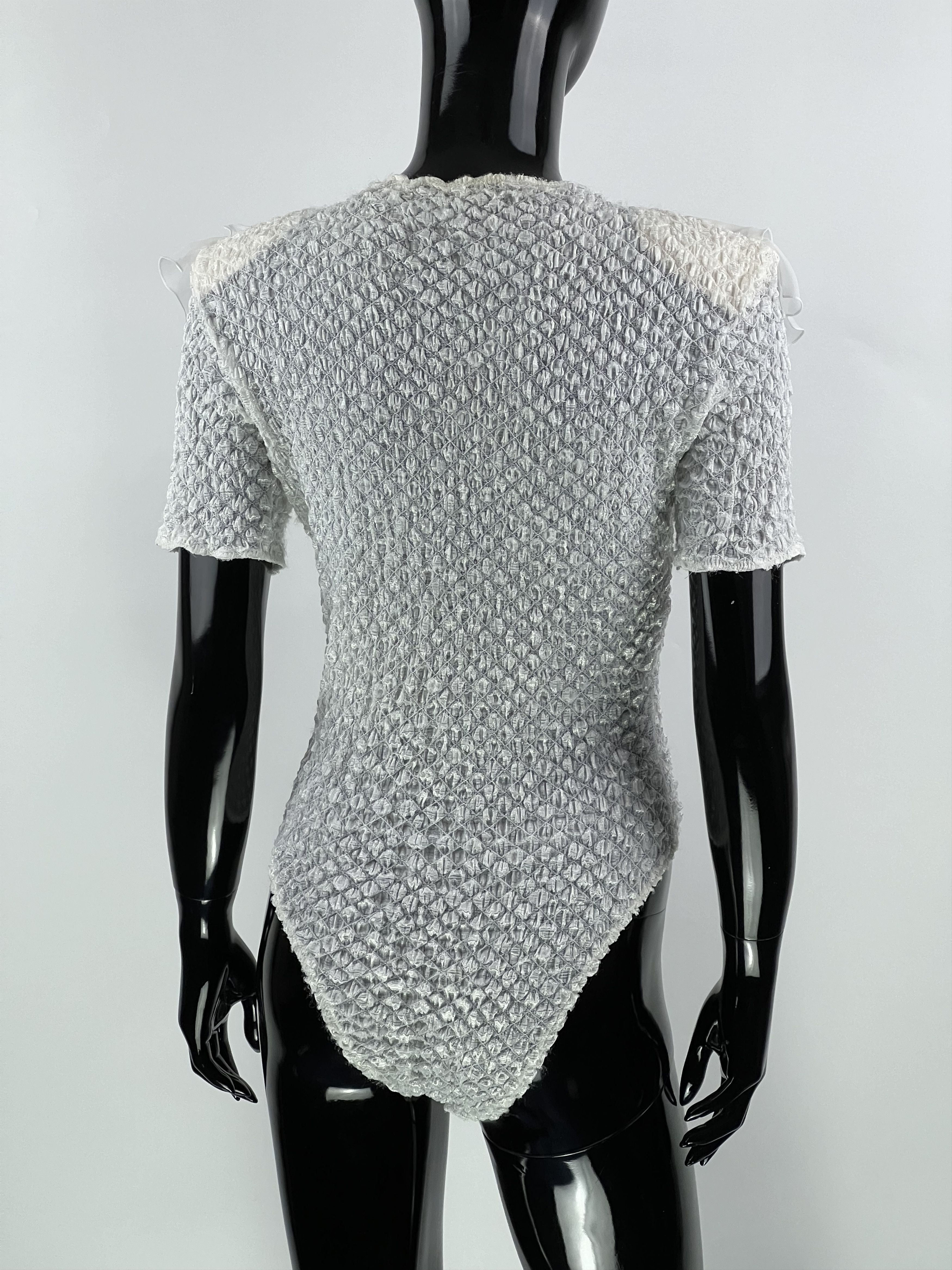 Designer × Vintage Georges Barhel Rufled Rhinestones Short Sleeve Bodysuit S/M Size M / US 6-8 / IT 42-44 - 5 Thumbnail