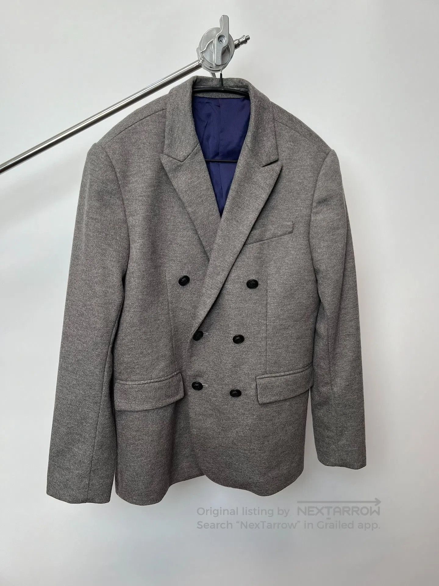 Helmut Lang Helmut Lang Gray Wool Double-Breasted Blazer. Size US L / EU 52-54 / 3 - 2 Thumbnail