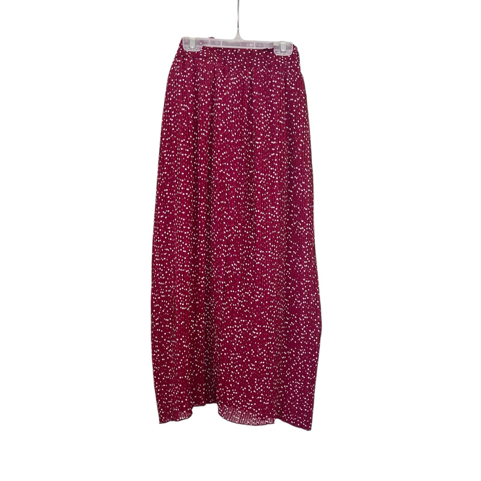 Zara Zara Burgundy Red Polka Dot Print Pleated Maxi Skirt Size 32" / US 10 / IT 46 - 4 Thumbnail