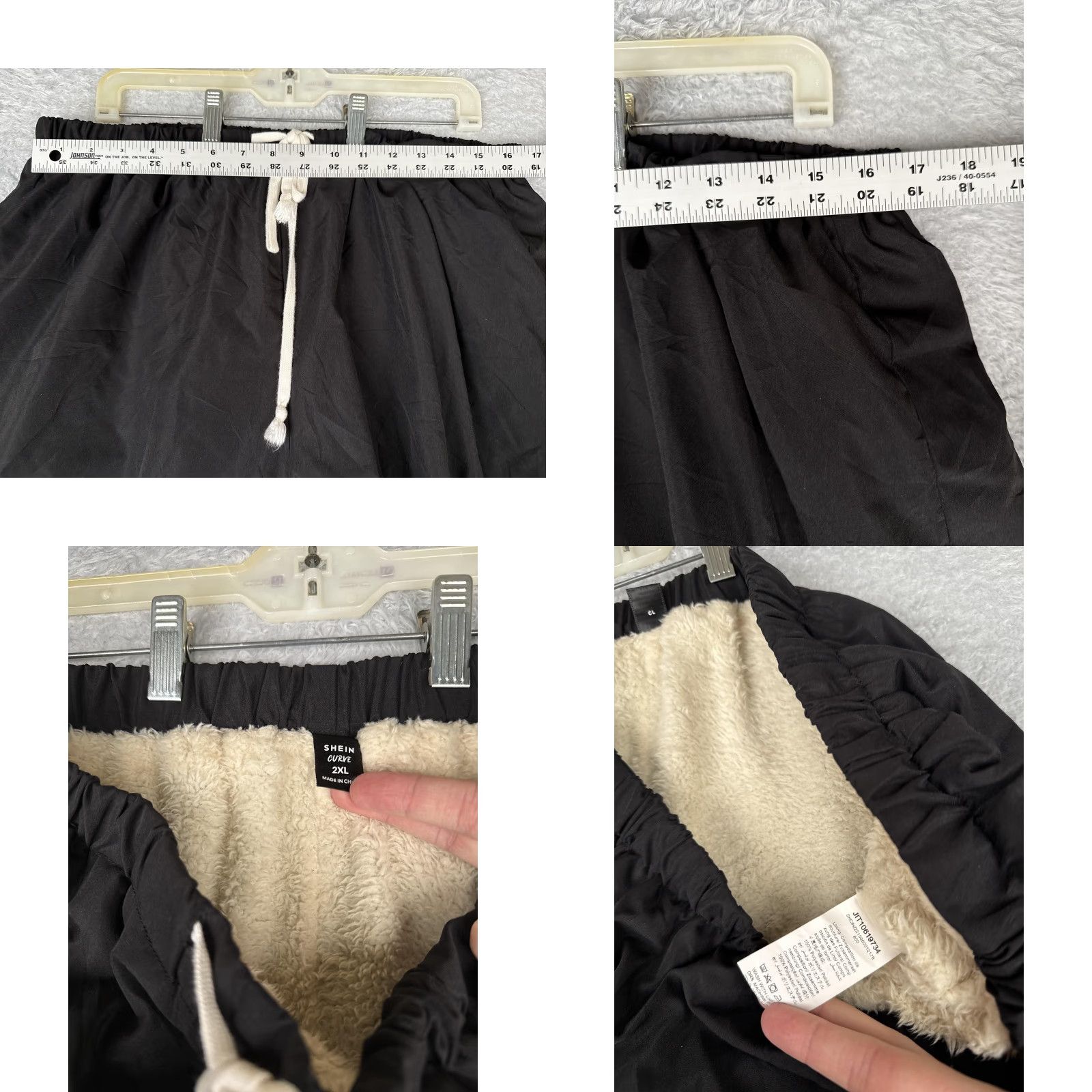 Shein SHEIN Curve Pants Womens 2XL Black Sherpa Lined Cargo Joggers Cuffed WARM Snow Size 40" / US 18 - 8 Thumbnail