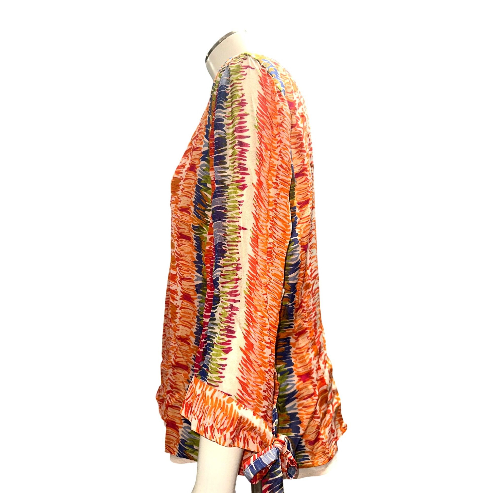 Coldwater Creek Coldwater Creek M Multicolor Silk Blouse V Neck Button Front Size M / US 6-8 / IT 42-44 - 4 Thumbnail