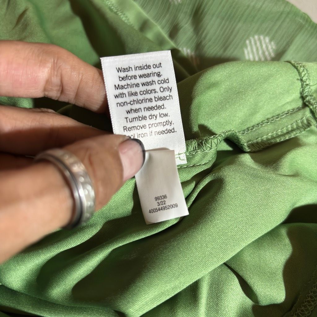 Other LC Lauren Conrad Geometric Print Sheer Chiffon Puff Sleeve Blouse Green Large 90 Size L / US 10 / IT 46 - 12 Thumbnail