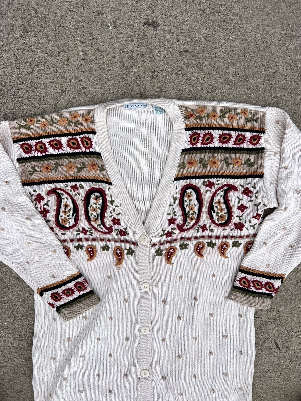 Izod Vintage 80s white cardigan Size US S / EU 44-46 / 1 - 2 Thumbnail