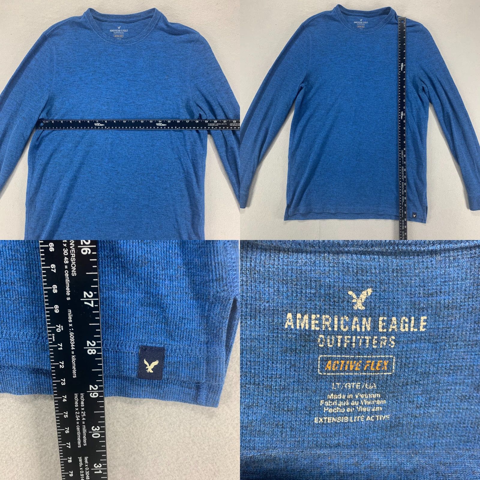 American Eagle Outfitters American Eagle Outfitters Basic Tee Shirt Large Blue Long Sleeve Active Flex Pullover Stretch Knit All Seasons Size US L / EU 52-54 / 3 - 8 Thumbnail