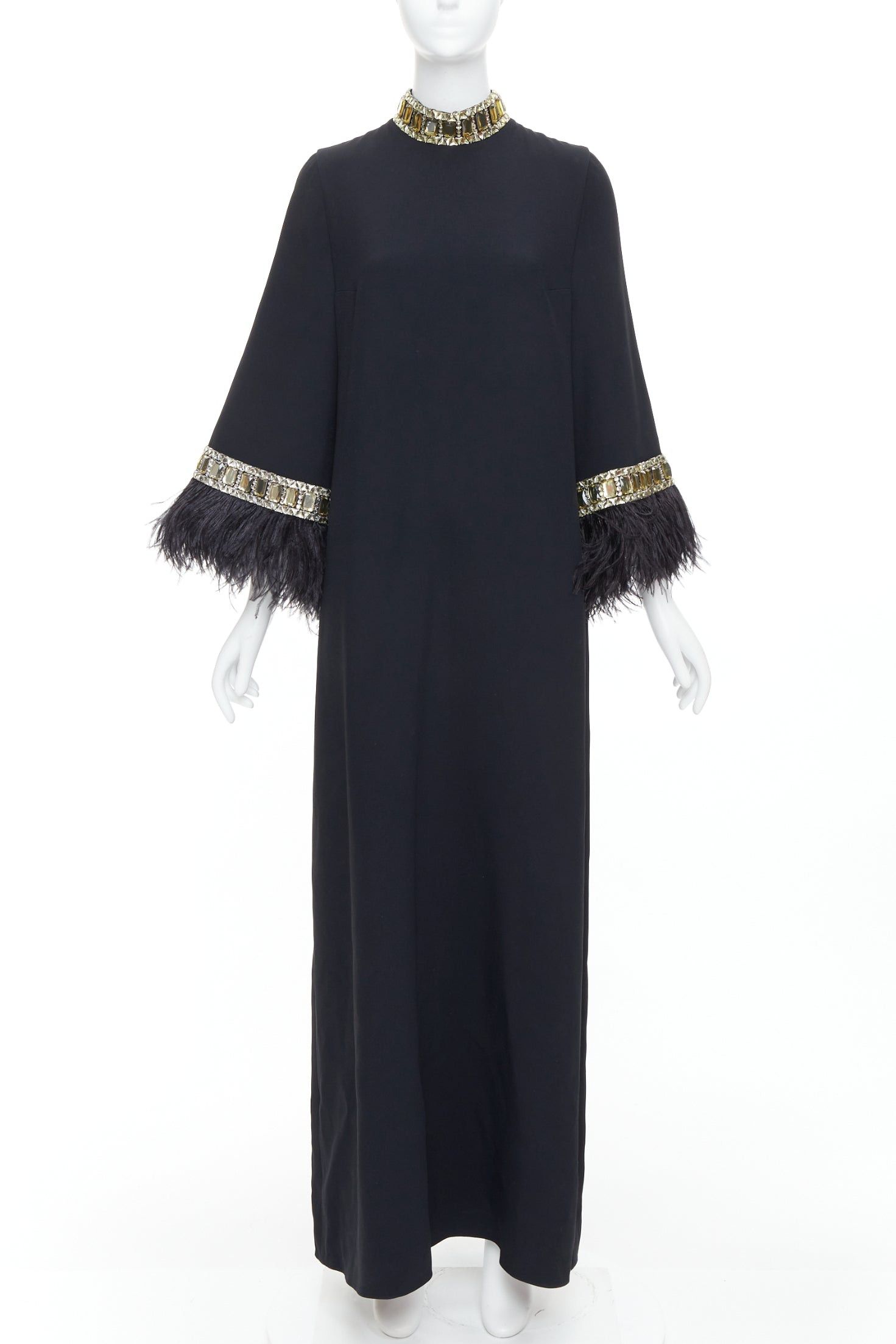 Other ANDREW GN 2021 Runway black ostrich feather trim glass beads maxi dress FR38 M Size M / US 6-8 / IT 42-44 - 1 Thumbnail