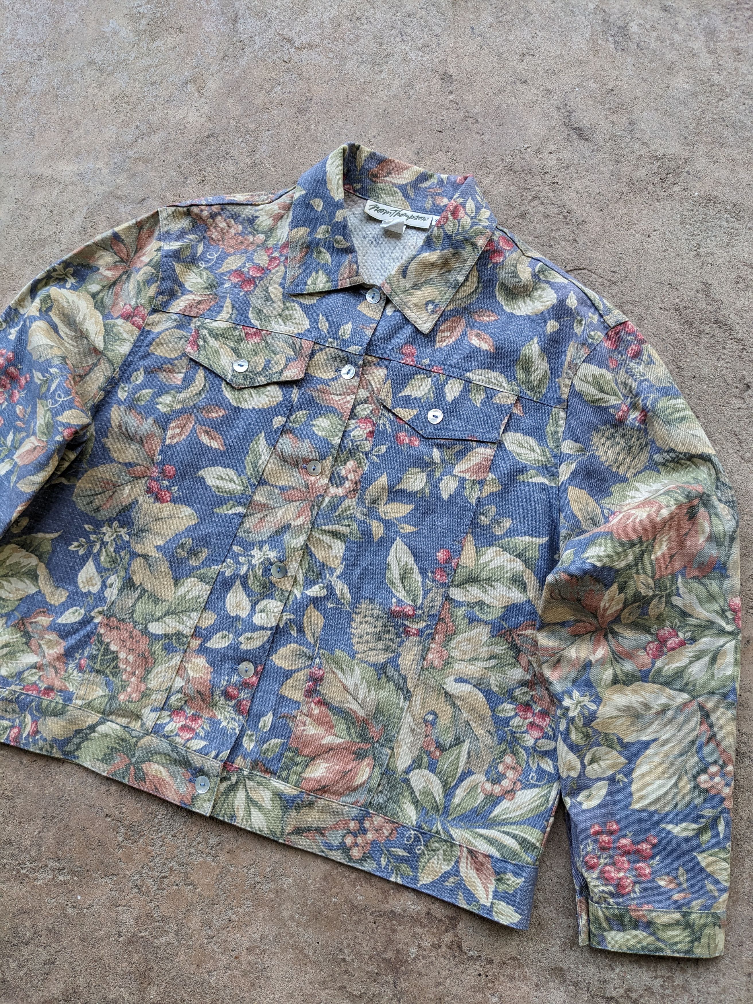 Norm Thompson 80's 90's Floral Denim Jacket Size US M / EU 48-50 / 2 - 1 Thumbnail
