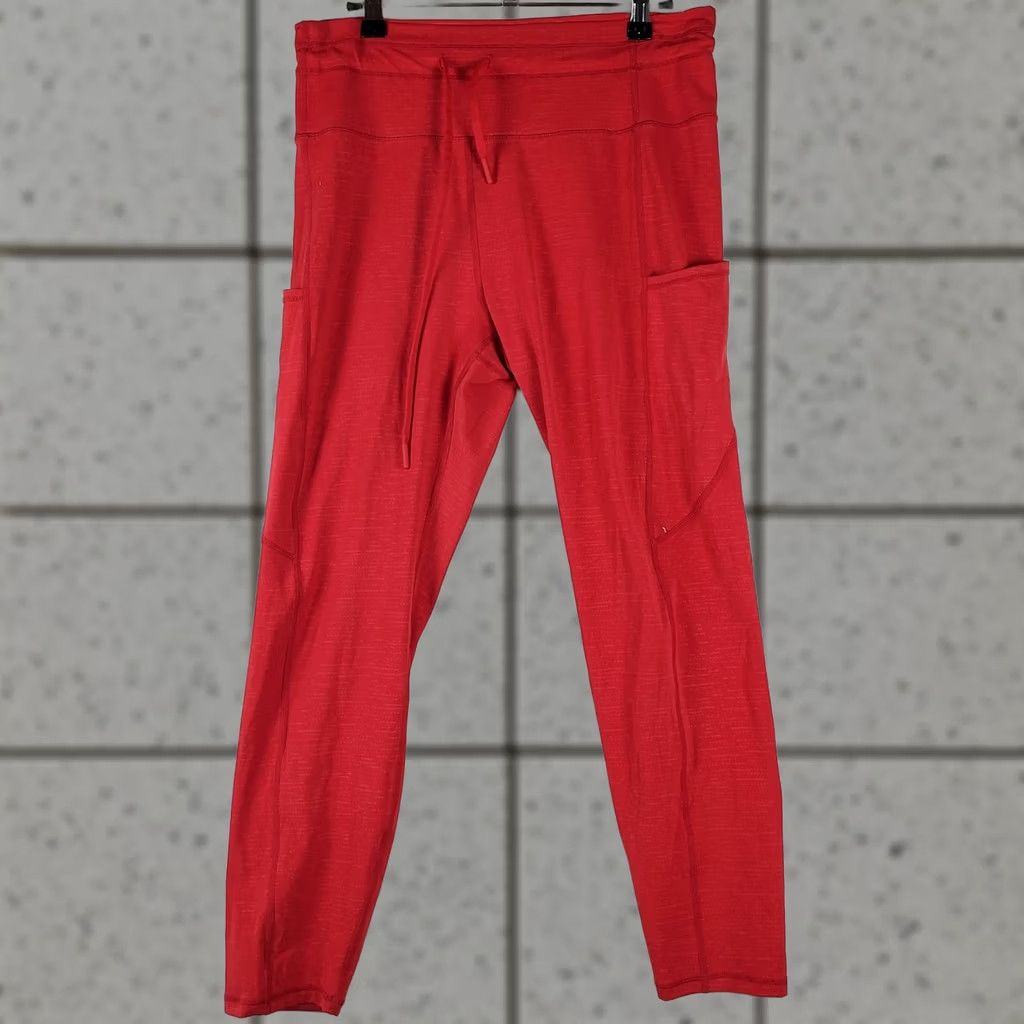 Vintage Zyia Womens Leggings Small Red Pockets High Rise Skinny Ankle Athletic Activewear Yoga Spring Summer Fall Size 28" / US 6 / IT 42 - 1 Thumbnail
