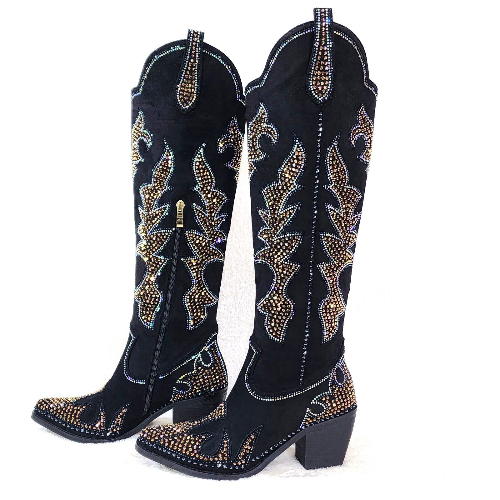 Other Sparks Country Western Cowgirl Knee Boots Dazzleing Iridesce Size US 9 / IT 39 - 1 Thumbnail
