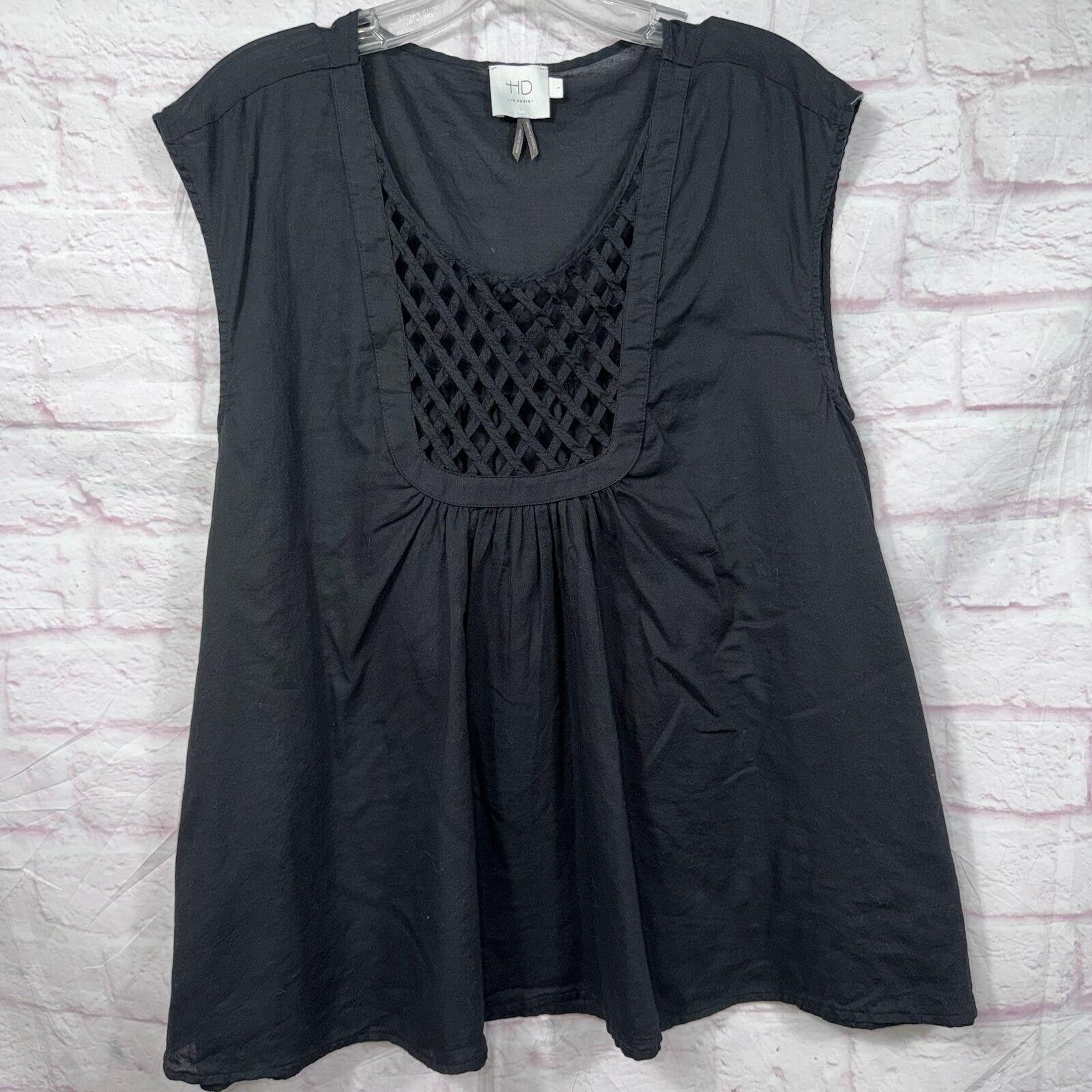 Other HD in Paris Large Black Sleeveless Top with Lattice Detail Size L / US 10 / IT 46 - 1 Thumbnail