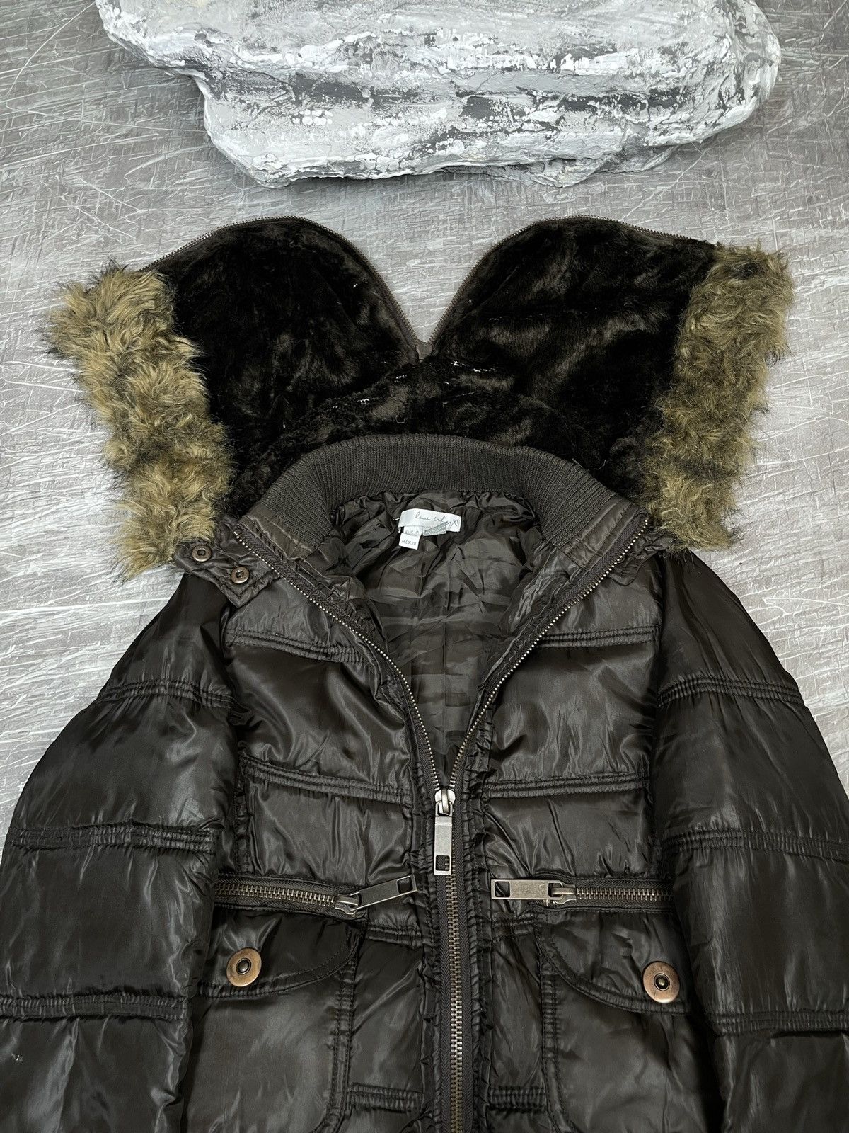 Y2K Fur Zip Hood Bomber Jacket Hysteric Glamour Japan Style