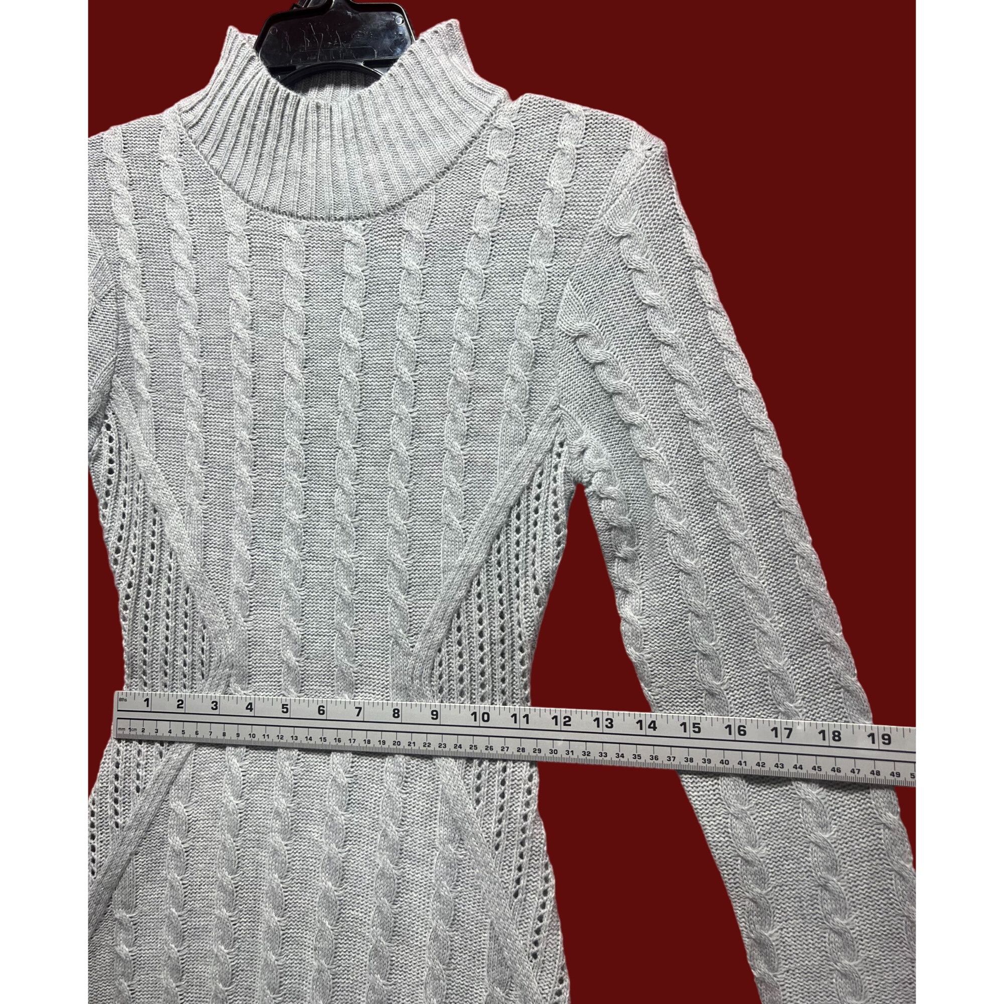 Other Just Polly - Women's Turtleneck Cable Knit Sweater Dress - G Size S / US 4 / IT 40 - 4 Thumbnail